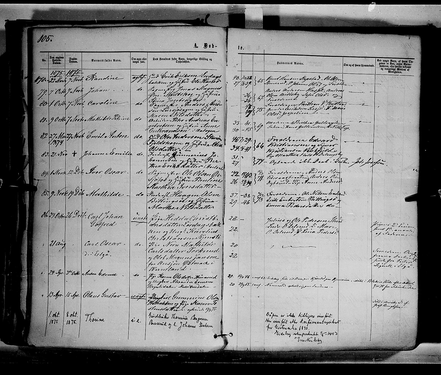 Eidskog prestekontor, AV/SAH-PREST-026/H/Ha/Haa/L0002: Parish register (official) no. 2, 1867-1878, p. 105