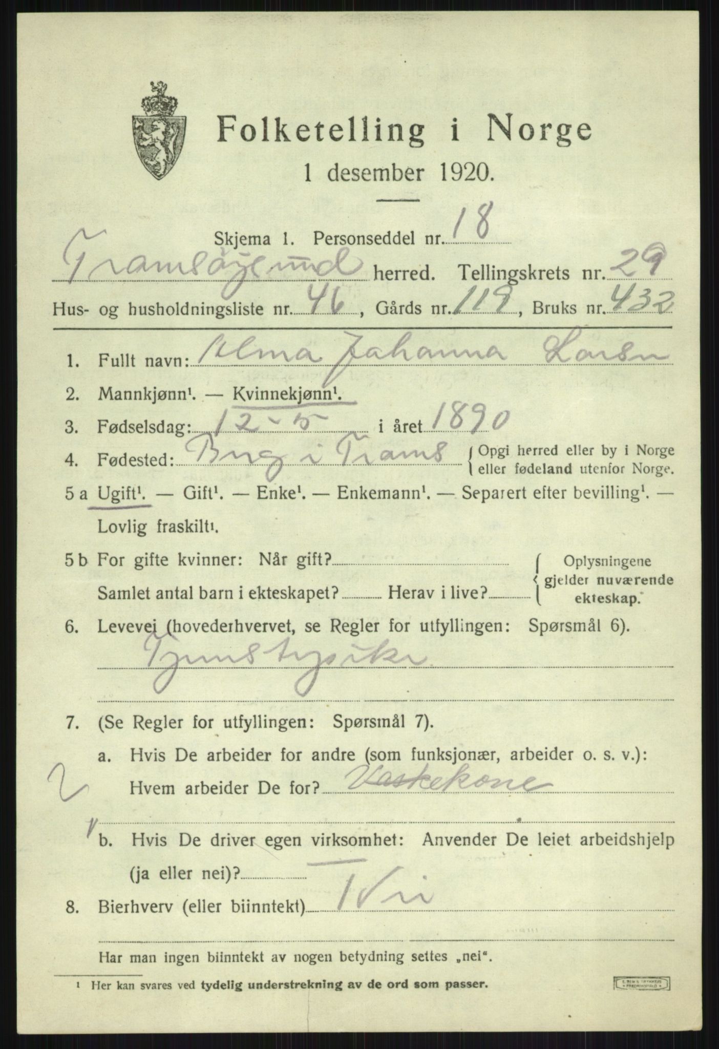 SATØ, 1920 census for Tromsøysund, 1920, p. 13924