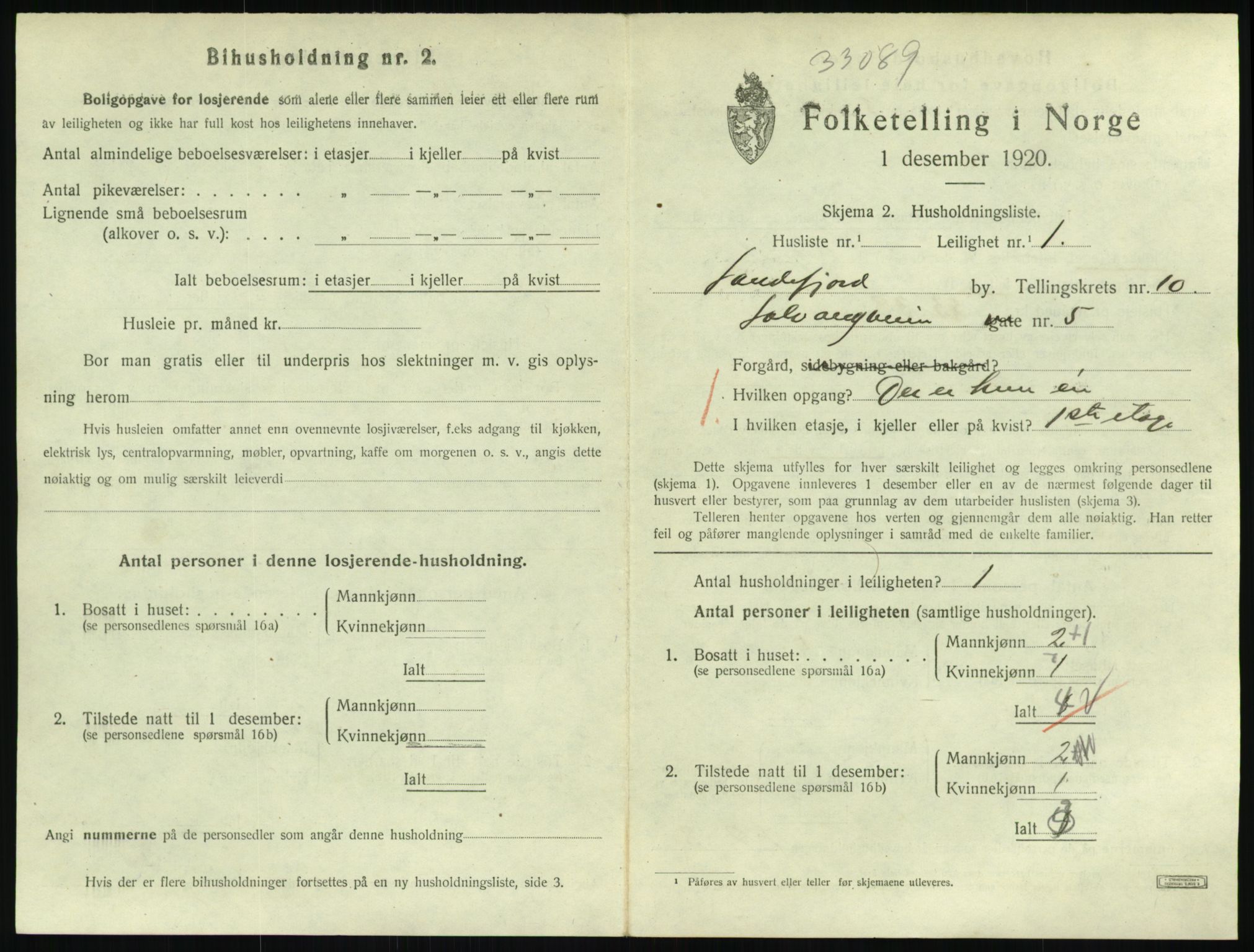 SAKO, 1920 census for Sandefjord, 1920, p. 4166