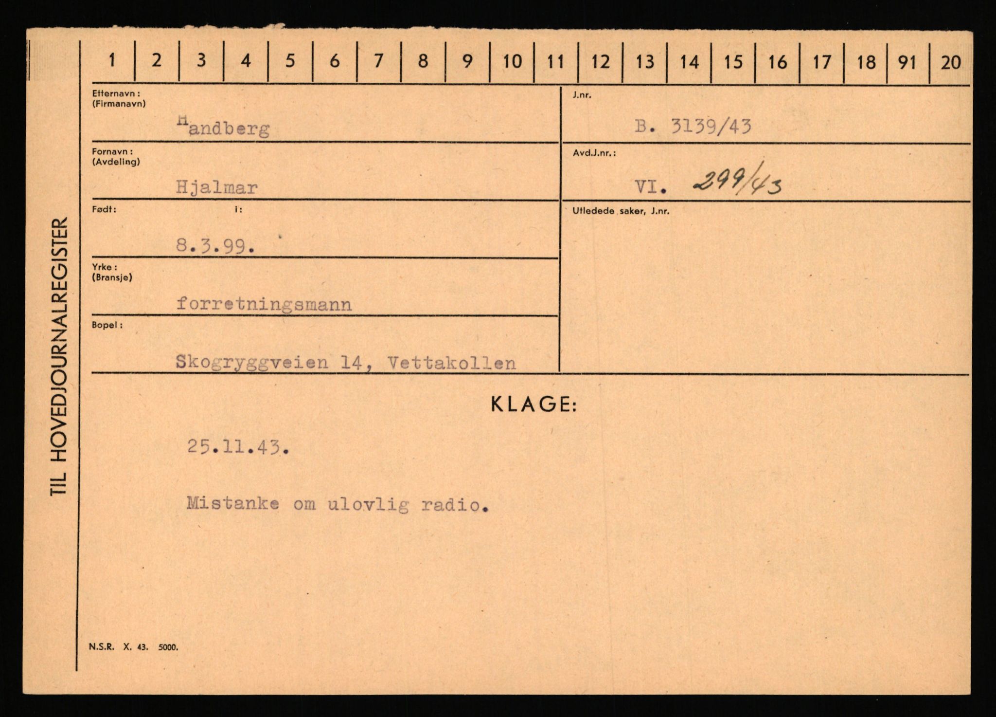 Statspolitiet - Hovedkontoret / Osloavdelingen, AV/RA-S-1329/C/Ca/L0006: Hanche - Hokstvedt, 1943-1945, p. 4