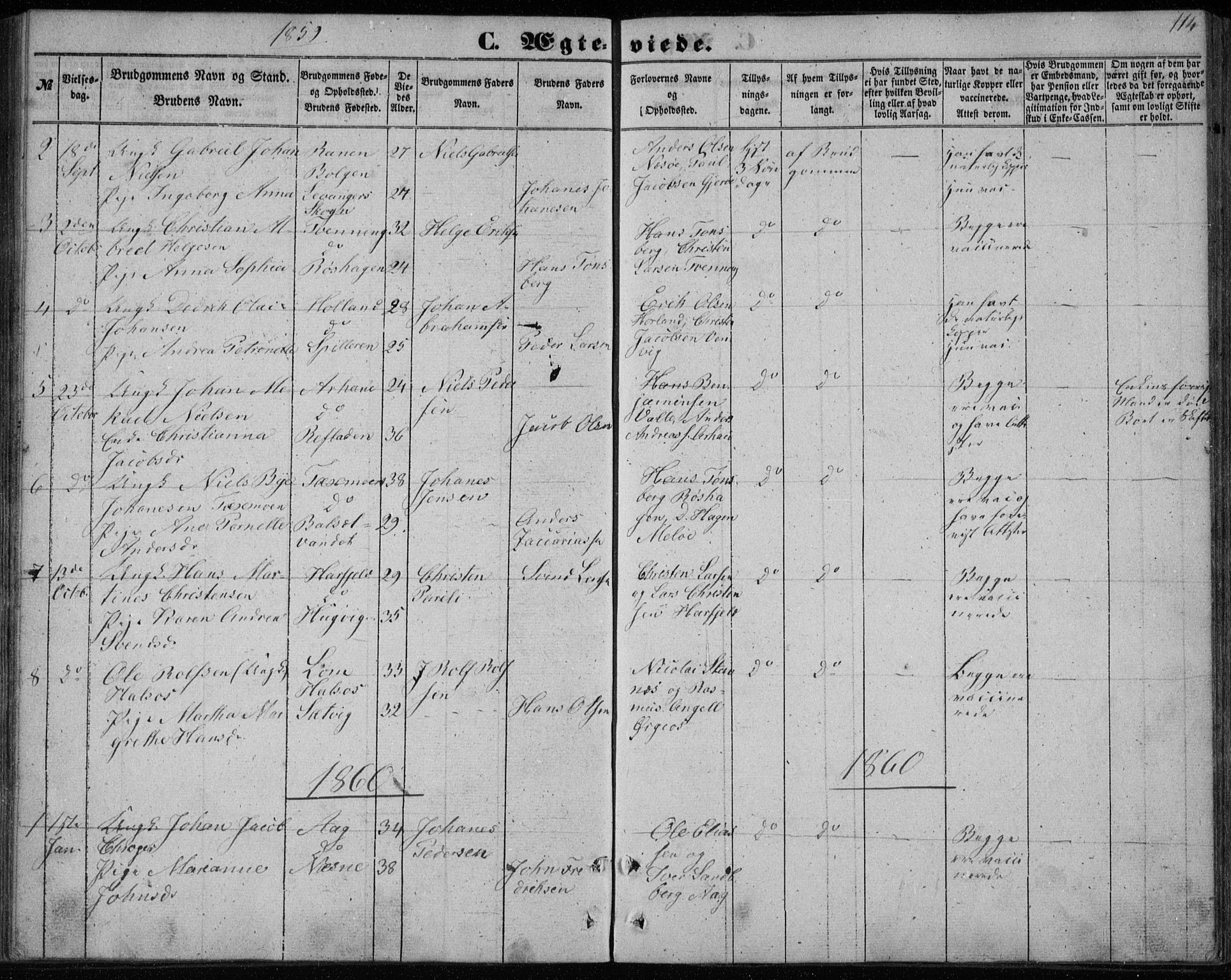 Ministerialprotokoller, klokkerbøker og fødselsregistre - Nordland, SAT/A-1459/843/L0633: Parish register (copy) no. 843C02, 1853-1873, p. 114