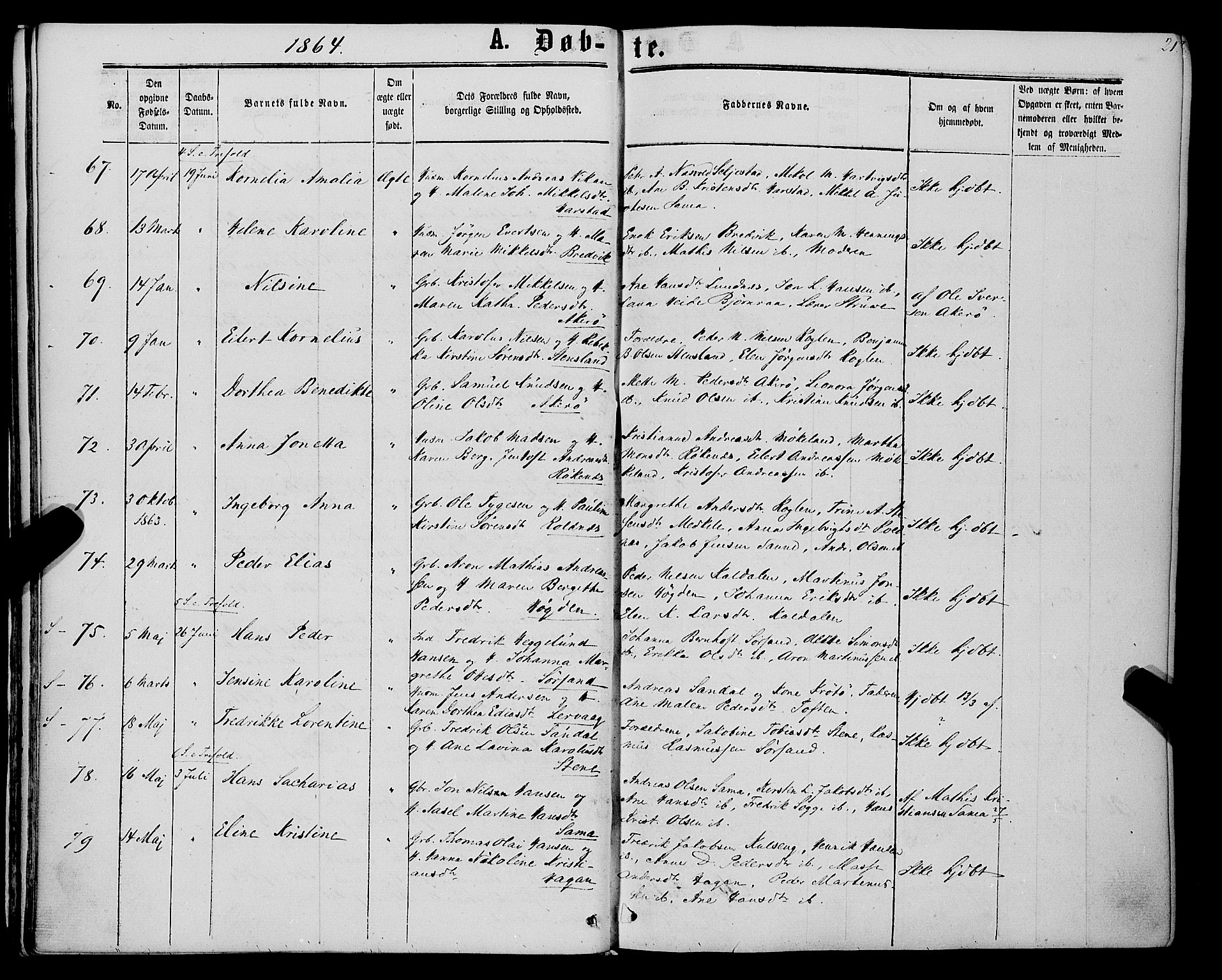 Trondenes sokneprestkontor, AV/SATØ-S-1319/H/Ha/L0012kirke: Parish register (official) no. 12, 1863-1870, p. 21