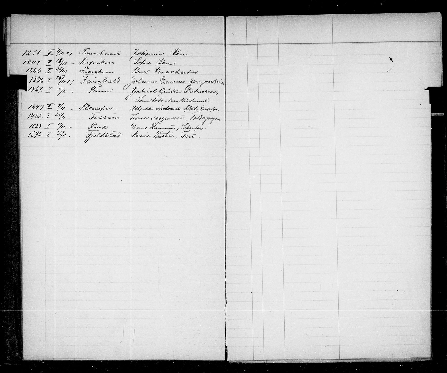 Oslo skifterett, AV/SAO-A-10383/F/Fa/Faa/L0007: Navneregister, 1907