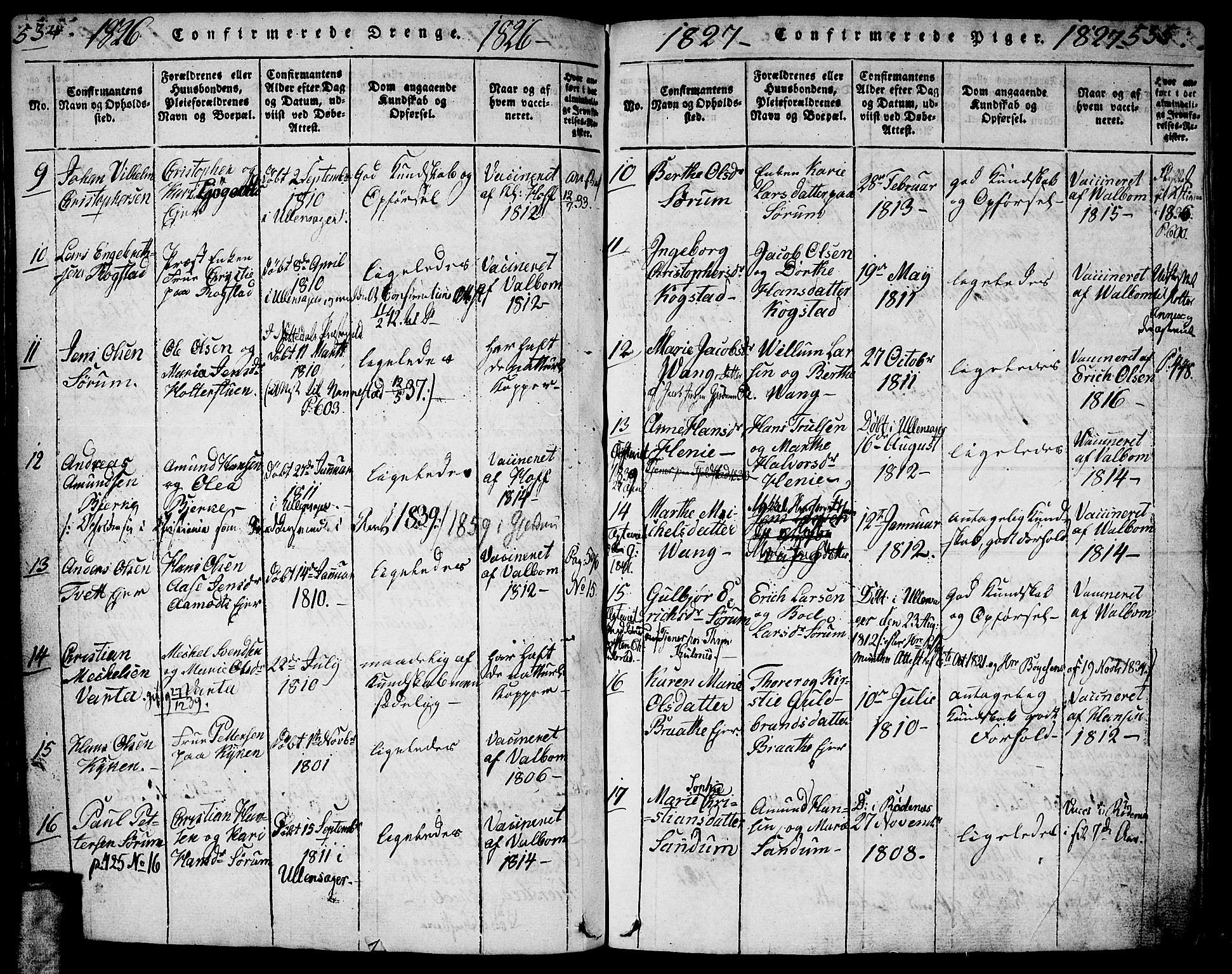 Gjerdrum prestekontor Kirkebøker, SAO/A-10412b/G/Ga/L0001: Parish register (copy) no. I 1, 1816-1837, p. 534-535