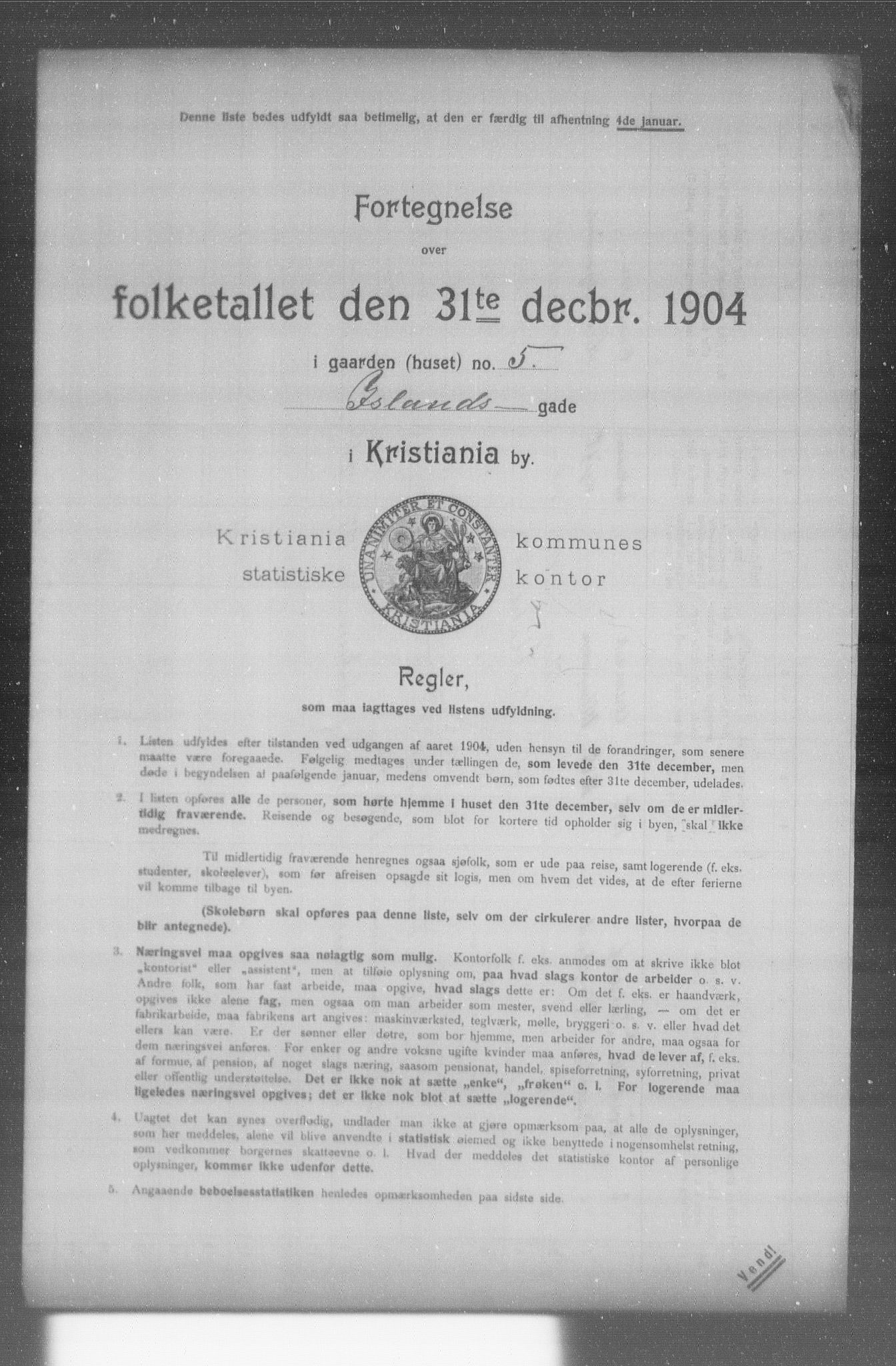 OBA, Municipal Census 1904 for Kristiania, 1904, p. 8620