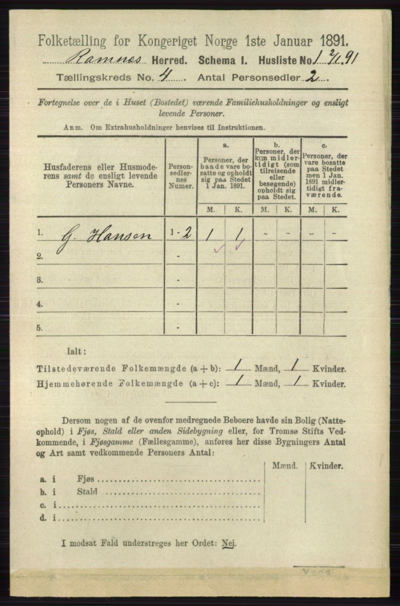 RA, 1891 census for 0718 Ramnes, 1891, p. 1860