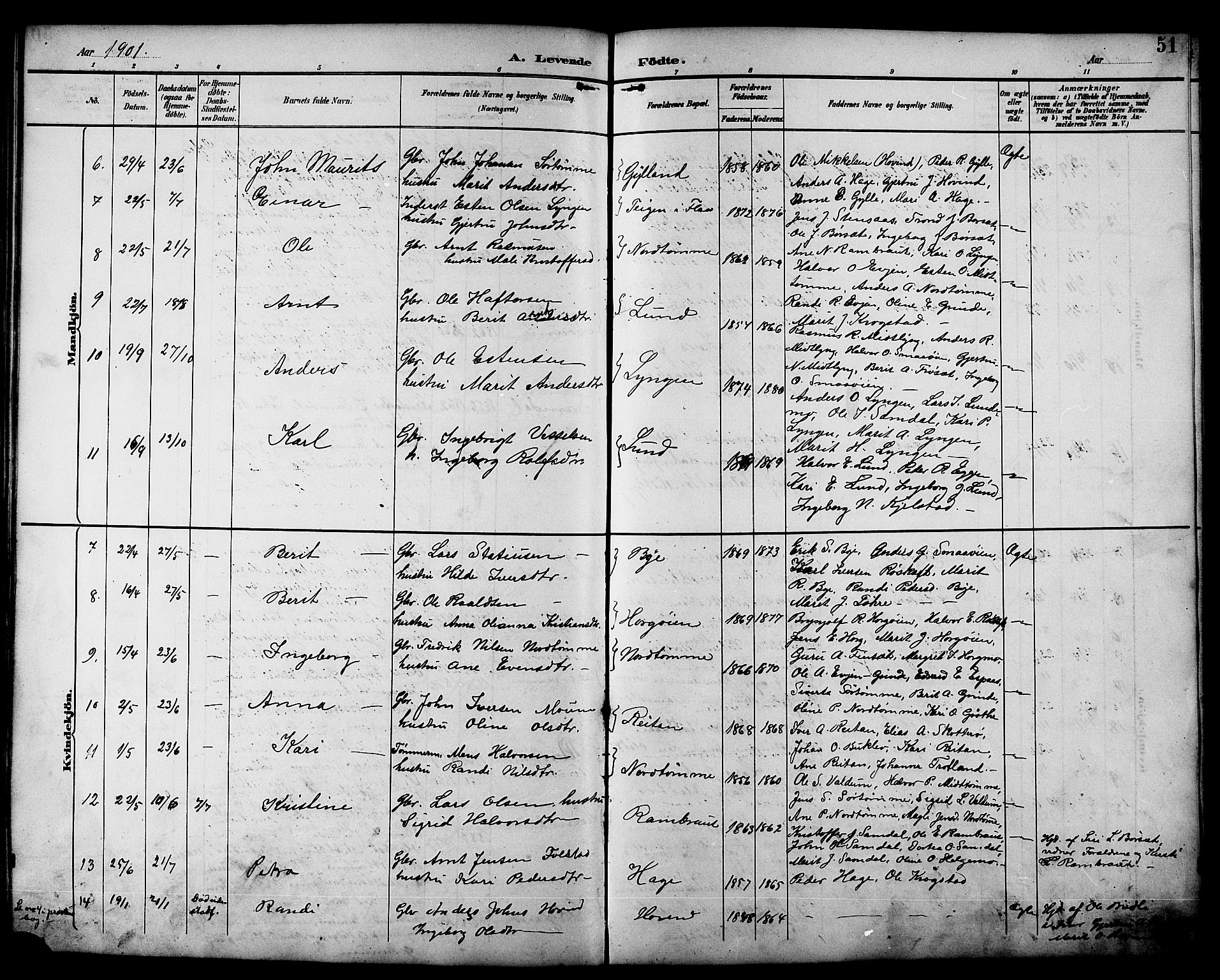 Ministerialprotokoller, klokkerbøker og fødselsregistre - Sør-Trøndelag, SAT/A-1456/692/L1111: Parish register (copy) no. 692C06, 1890-1904, p. 51