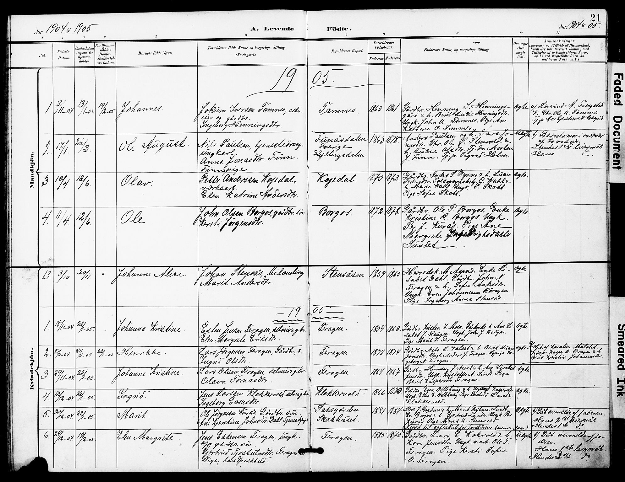 Ministerialprotokoller, klokkerbøker og fødselsregistre - Sør-Trøndelag, SAT/A-1456/683/L0950: Parish register (copy) no. 683C02, 1897-1918, p. 21
