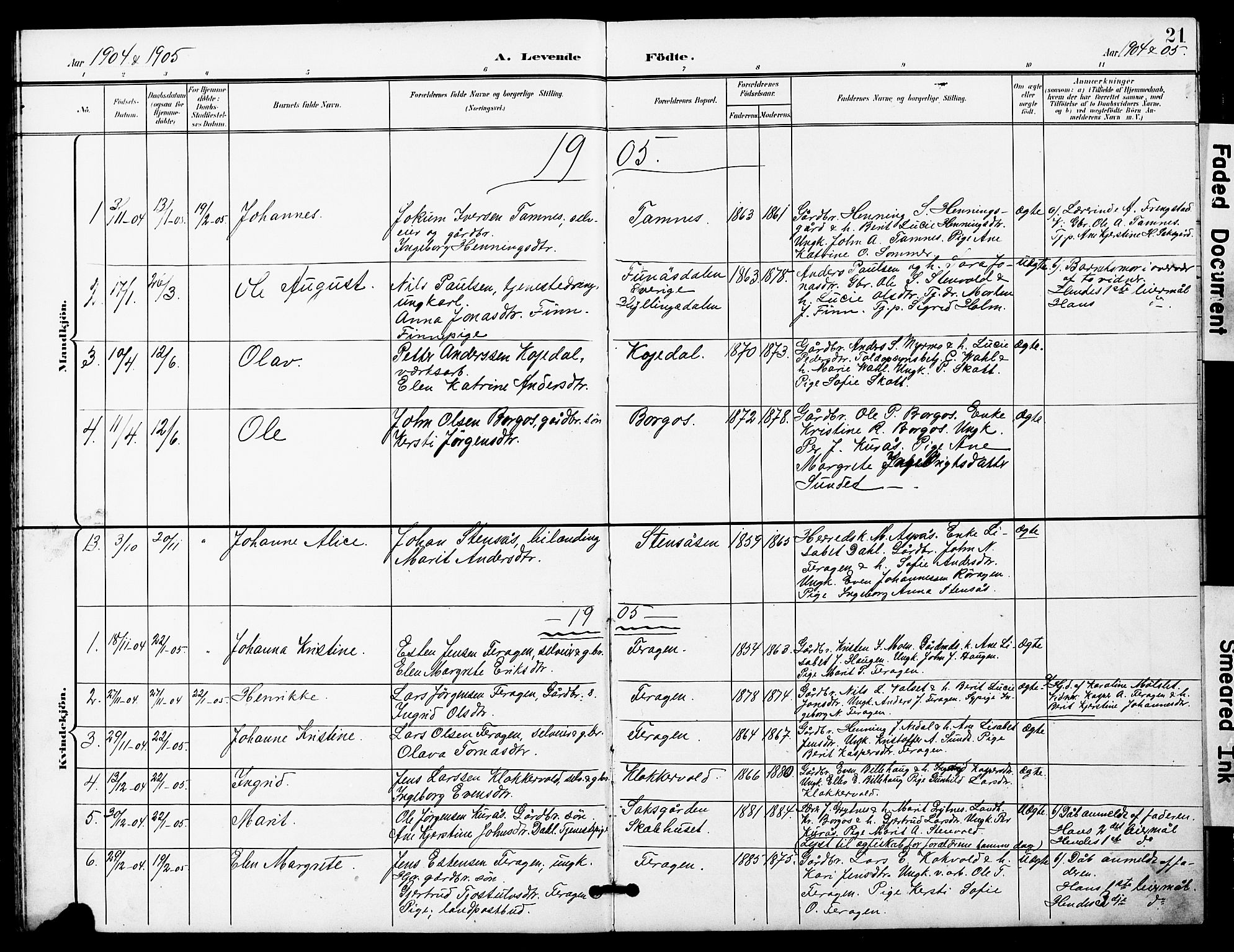 Ministerialprotokoller, klokkerbøker og fødselsregistre - Sør-Trøndelag, AV/SAT-A-1456/683/L0950: Parish register (copy) no. 683C02, 1897-1918, p. 21