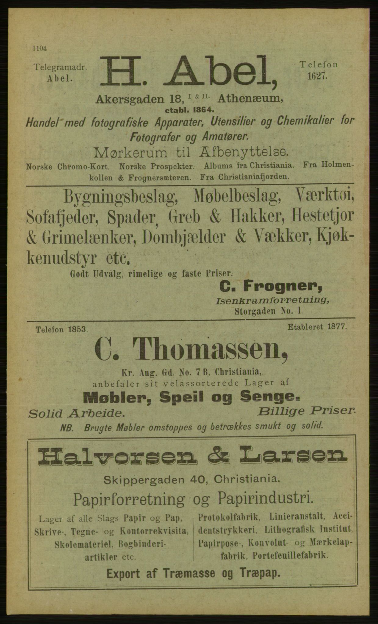 Kristiania/Oslo adressebok, PUBL/-, 1898, p. 1104
