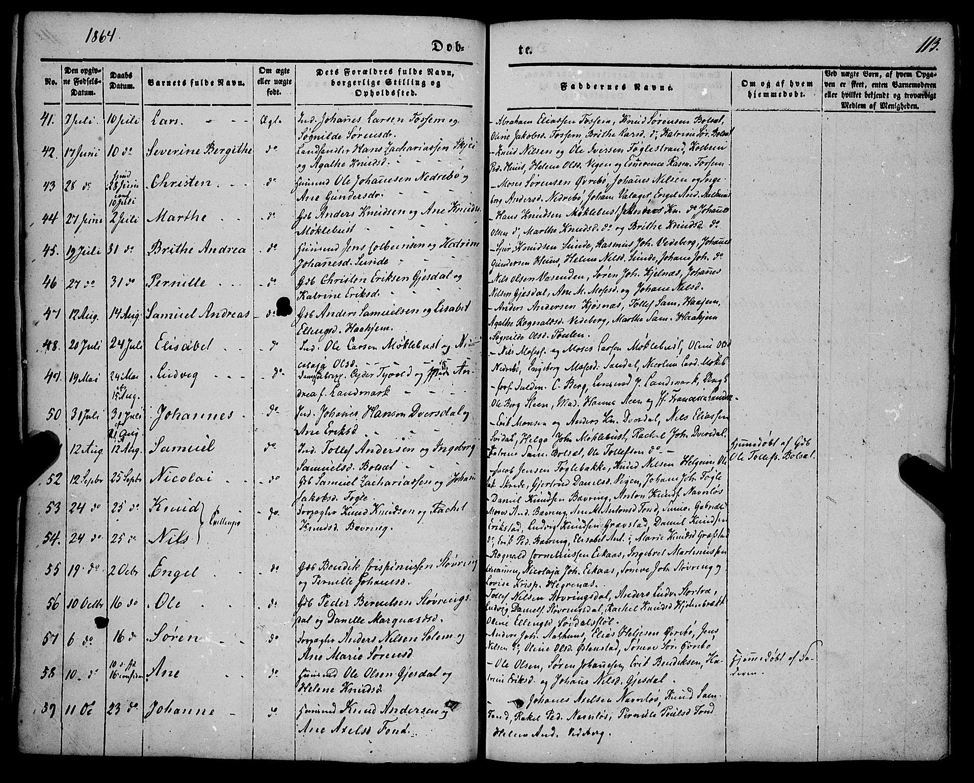 Jølster sokneprestembete, SAB/A-80701/H/Haa/Haaa/L0010: Parish register (official) no. A 10, 1847-1865, p. 113