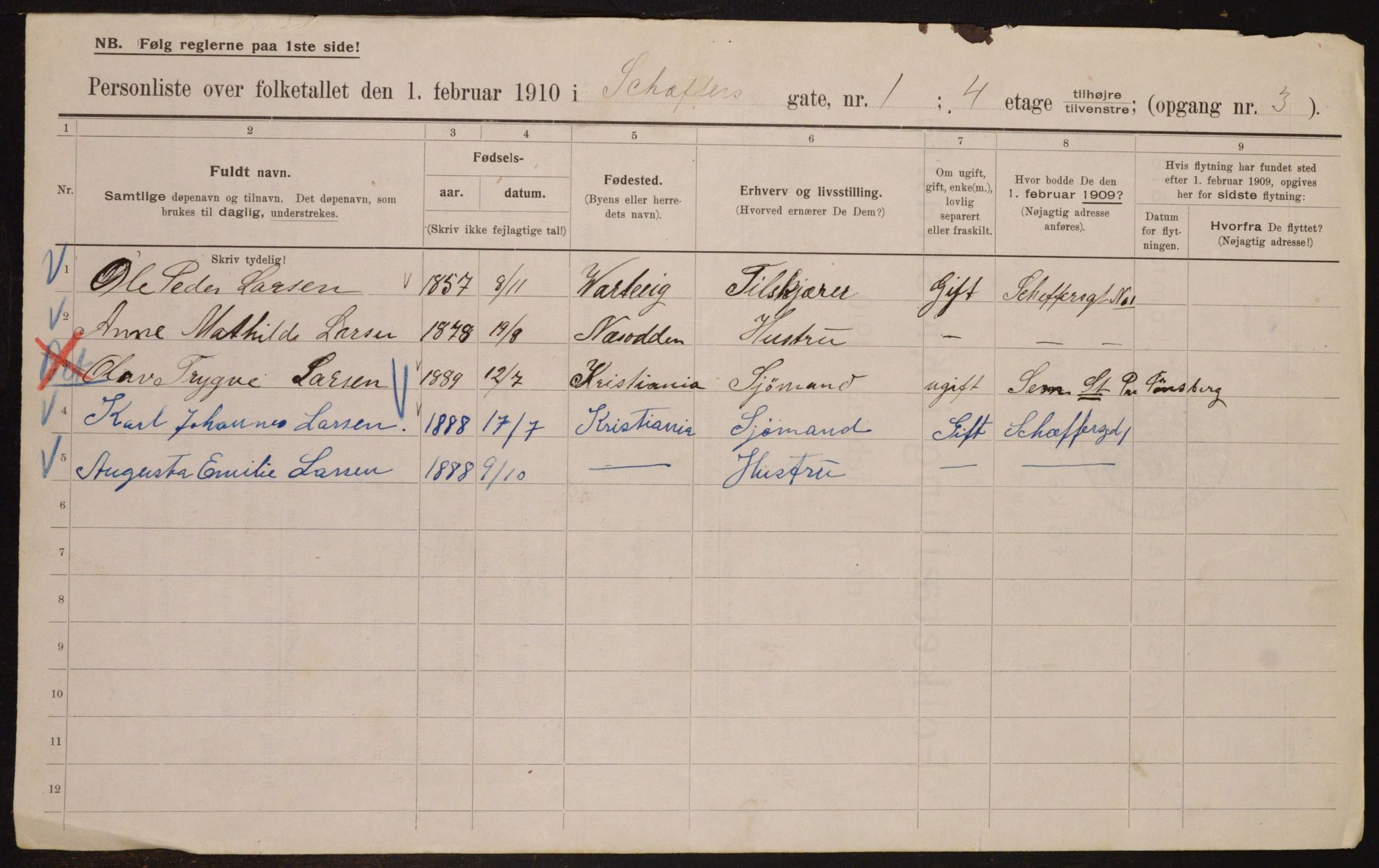 OBA, Municipal Census 1910 for Kristiania, 1910, p. 88761