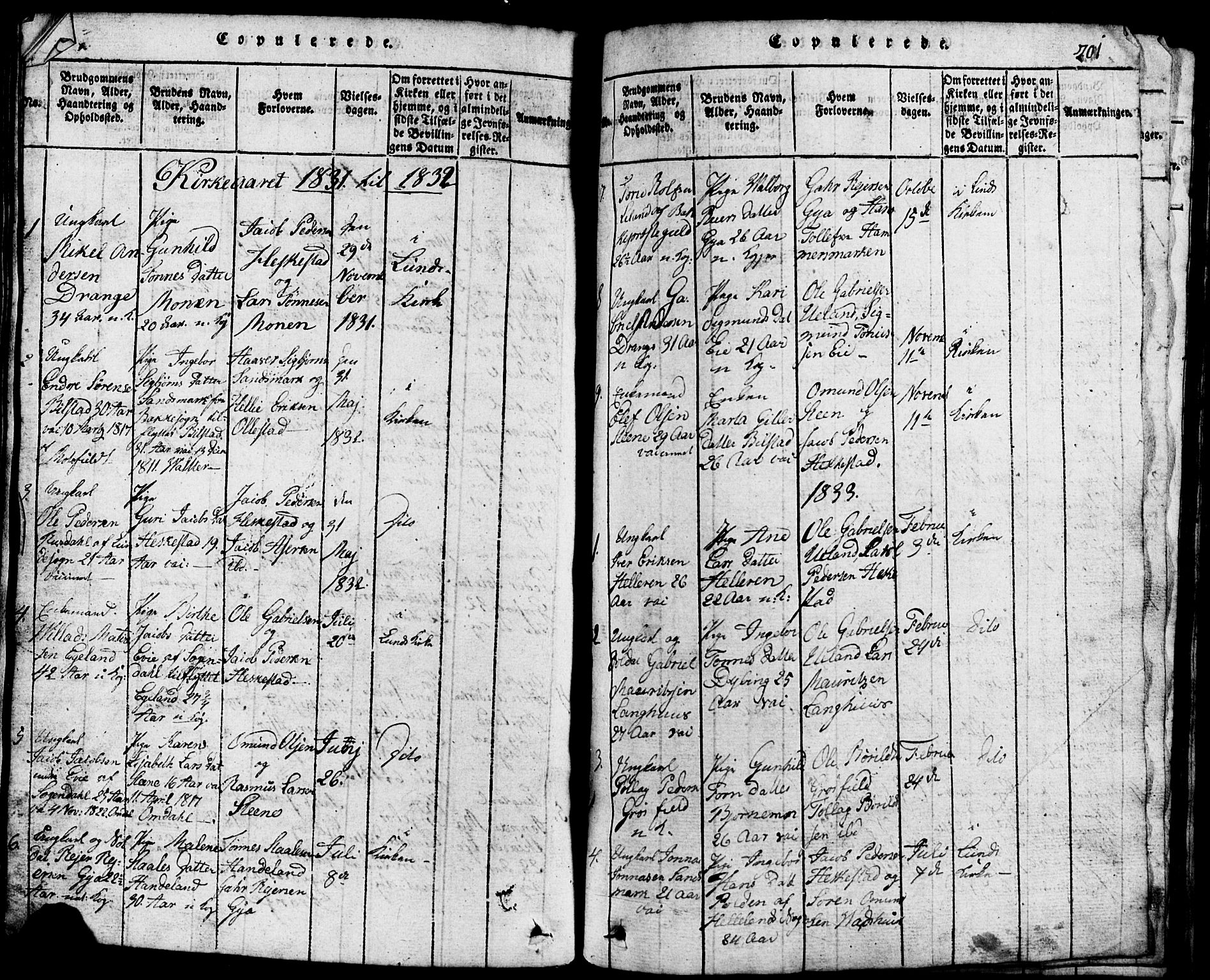 Lund sokneprestkontor, SAST/A-101809/S07/L0001: Parish register (copy) no. B 1, 1815-1853, p. 201