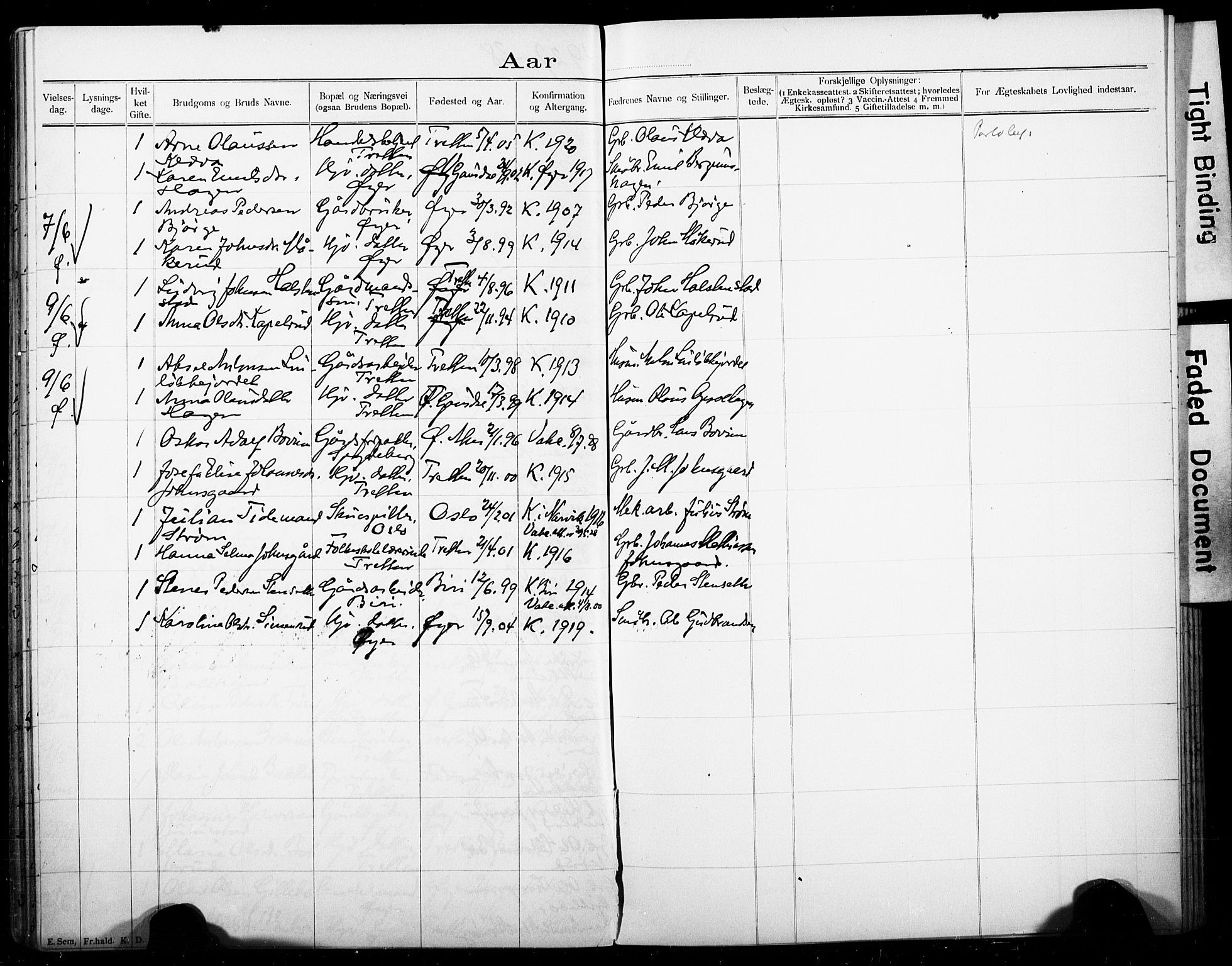 Øyer prestekontor, SAH/PREST-084/I/Ie: Banns register no. 1, 1899-1928