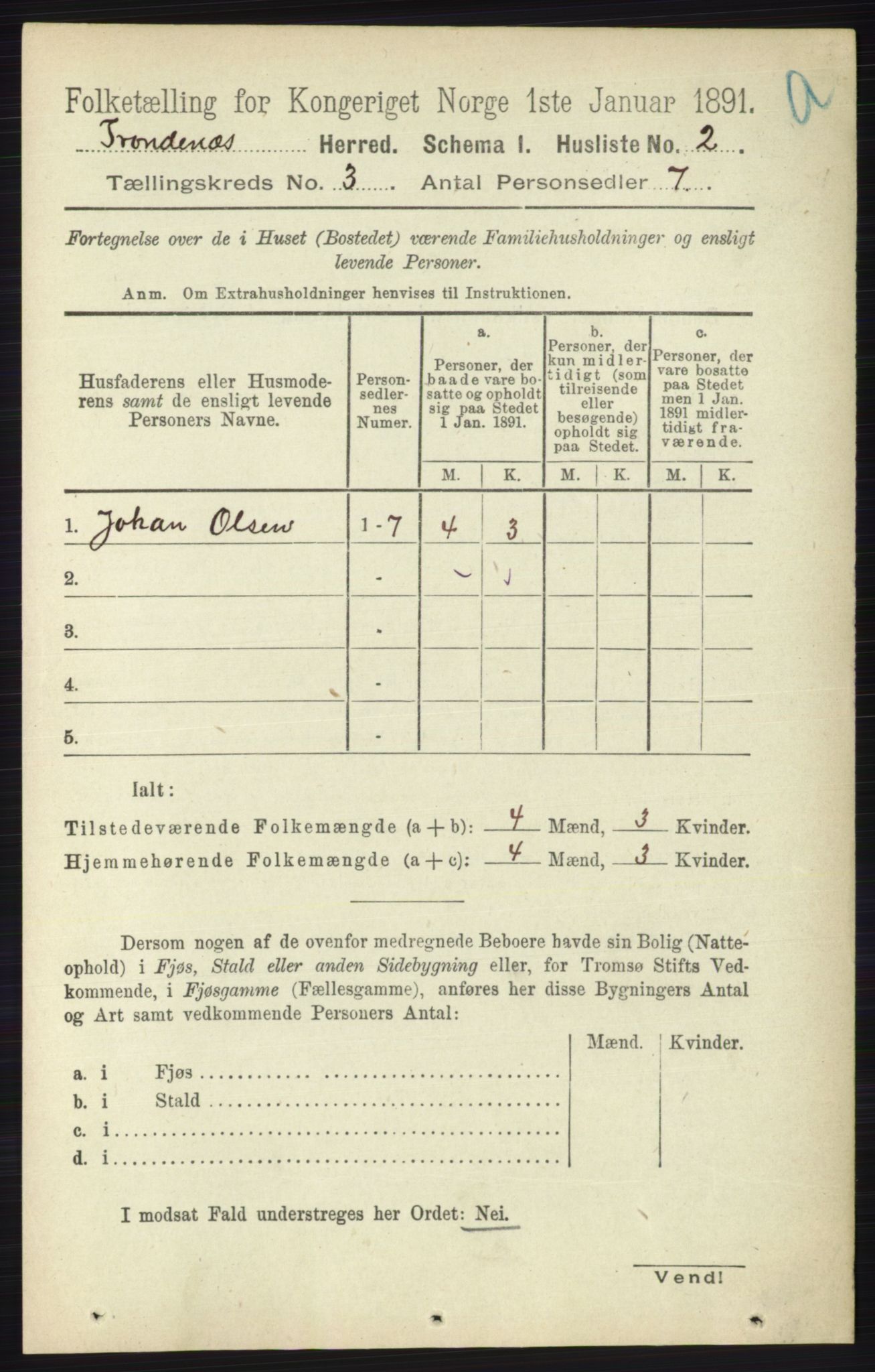 RA, 1891 census for 1914 Trondenes, 1891, p. 1109