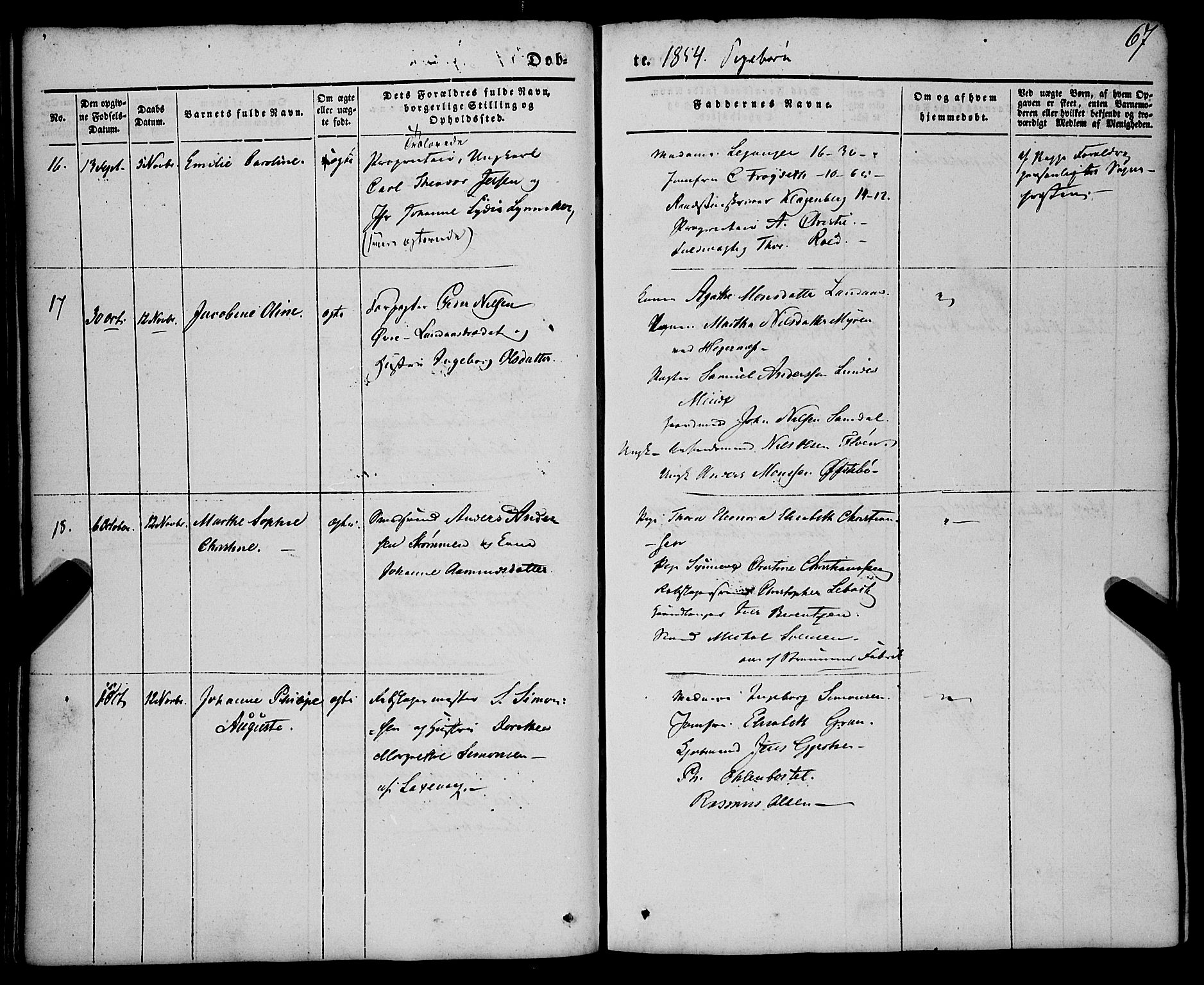 St. Jørgens hospital og Årstad sokneprestembete, AV/SAB-A-99934: Parish register (official) no. A 4, 1844-1863, p. 67