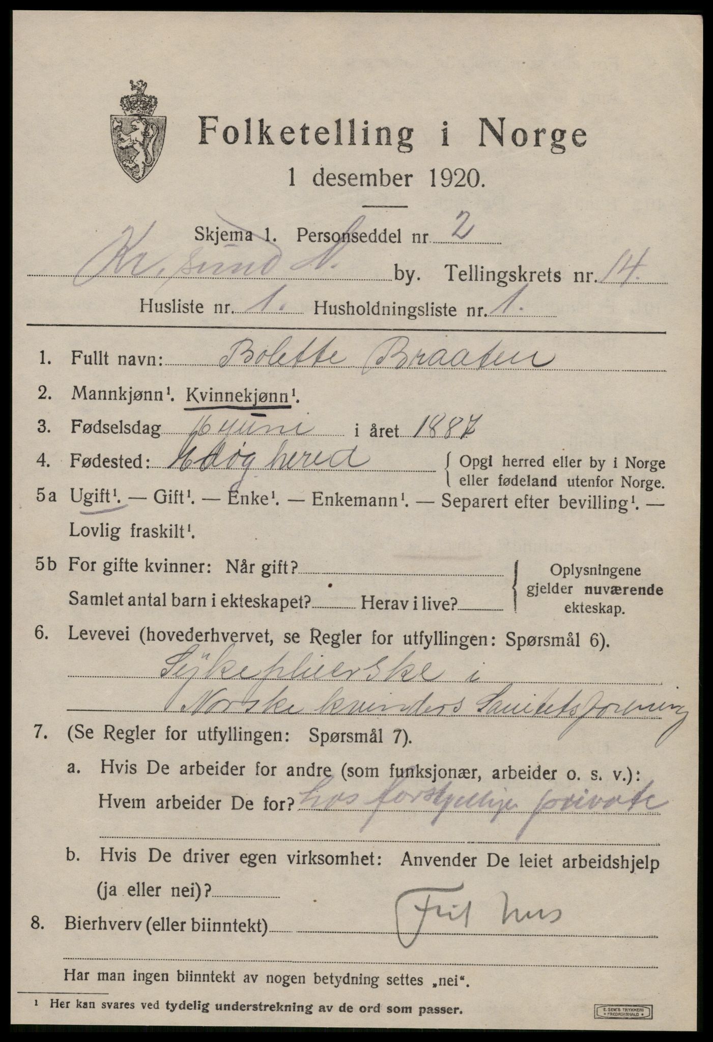 SAT, 1920 census for Kristiansund, 1920, p. 28641