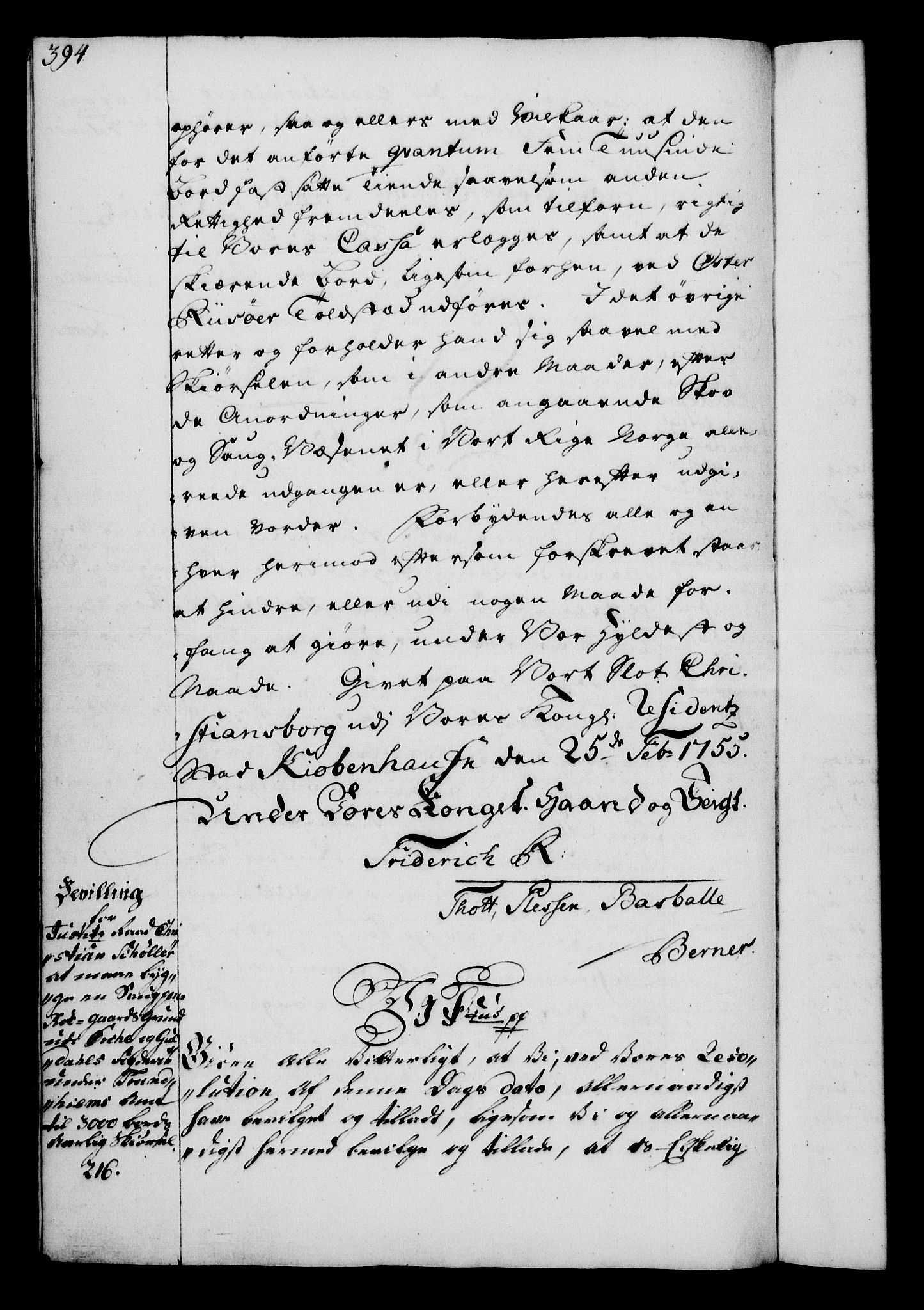 Rentekammeret, Kammerkanselliet, RA/EA-3111/G/Gg/Gga/L0006: Norsk ekspedisjonsprotokoll med register (merket RK 53.6), 1749-1759, p. 394
