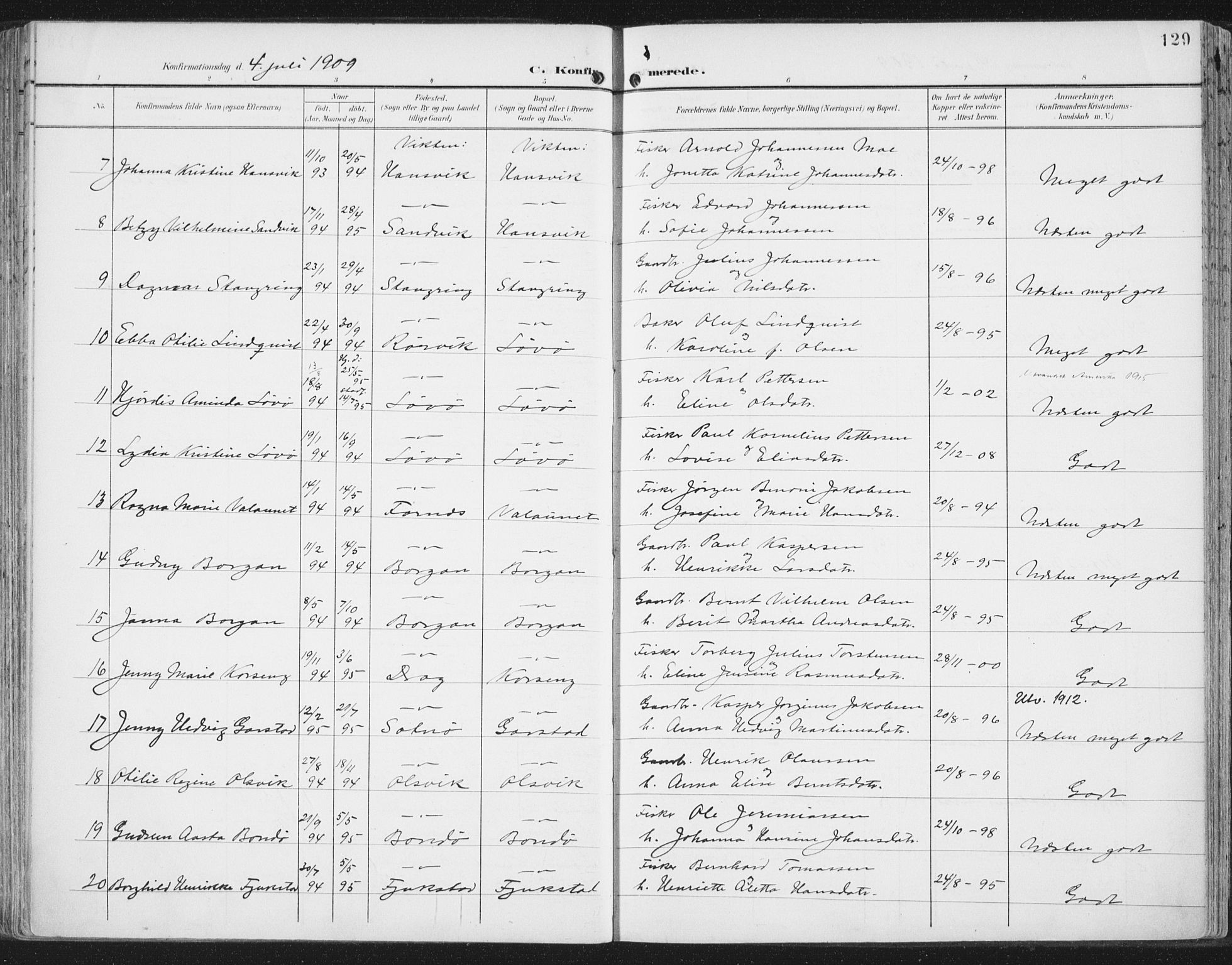 Ministerialprotokoller, klokkerbøker og fødselsregistre - Nord-Trøndelag, AV/SAT-A-1458/786/L0688: Parish register (official) no. 786A04, 1899-1912, p. 129