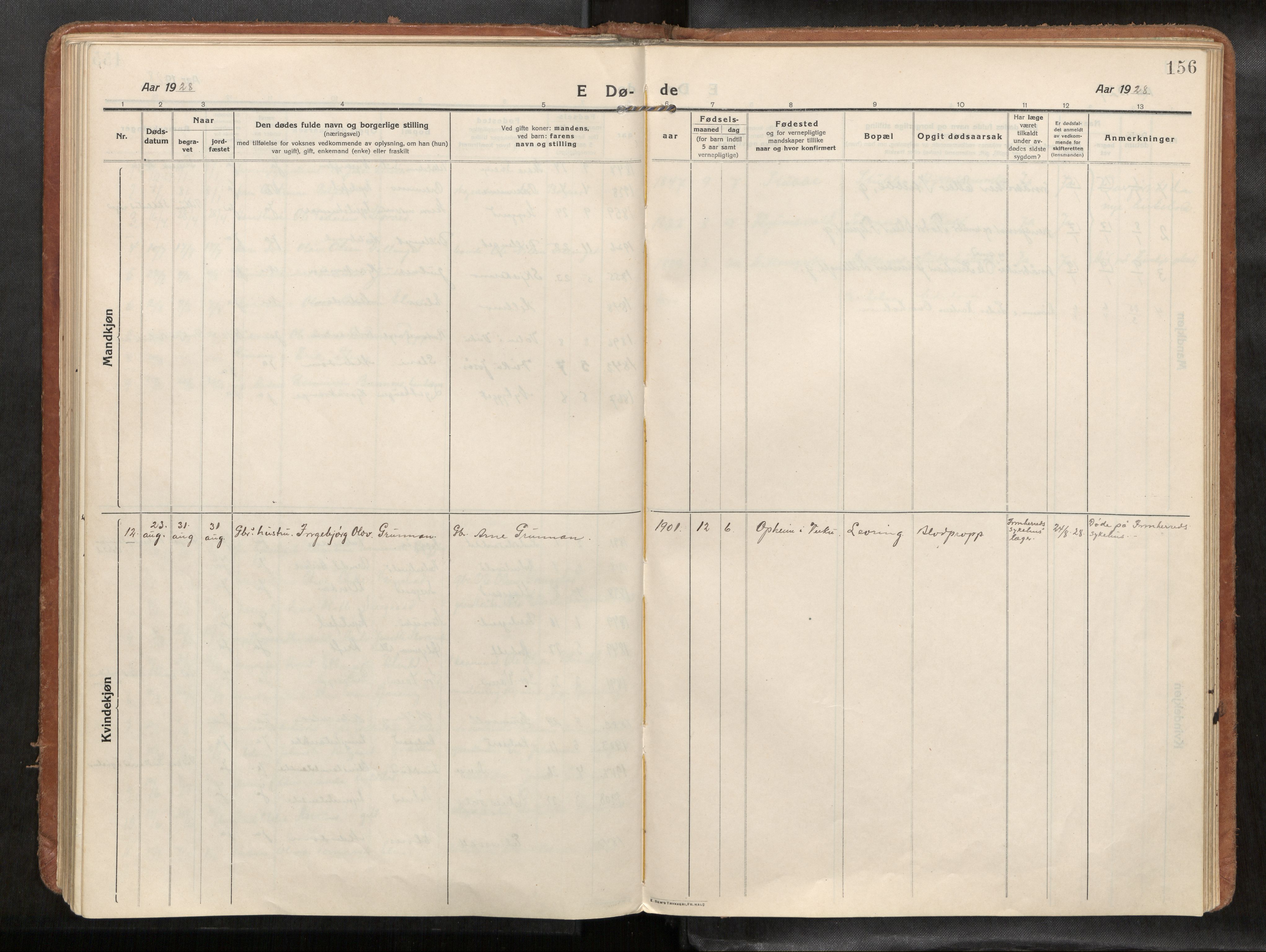 Verdal sokneprestkontor, SAT/A-1156/2/H/Haa/L0004: Parish register (official) no. 4, 1916-1928, p. 156
