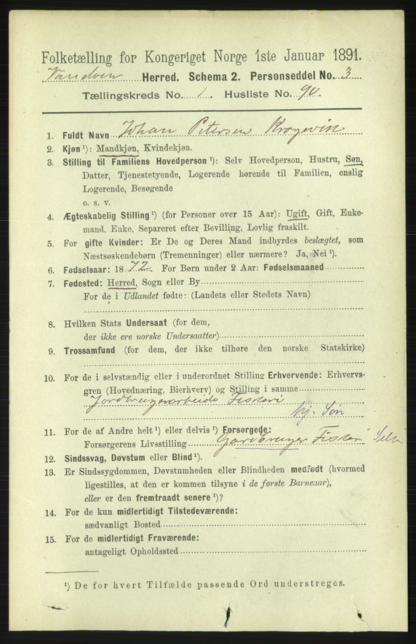 RA, 1891 census for 1511 Vanylven, 1891, p. 594