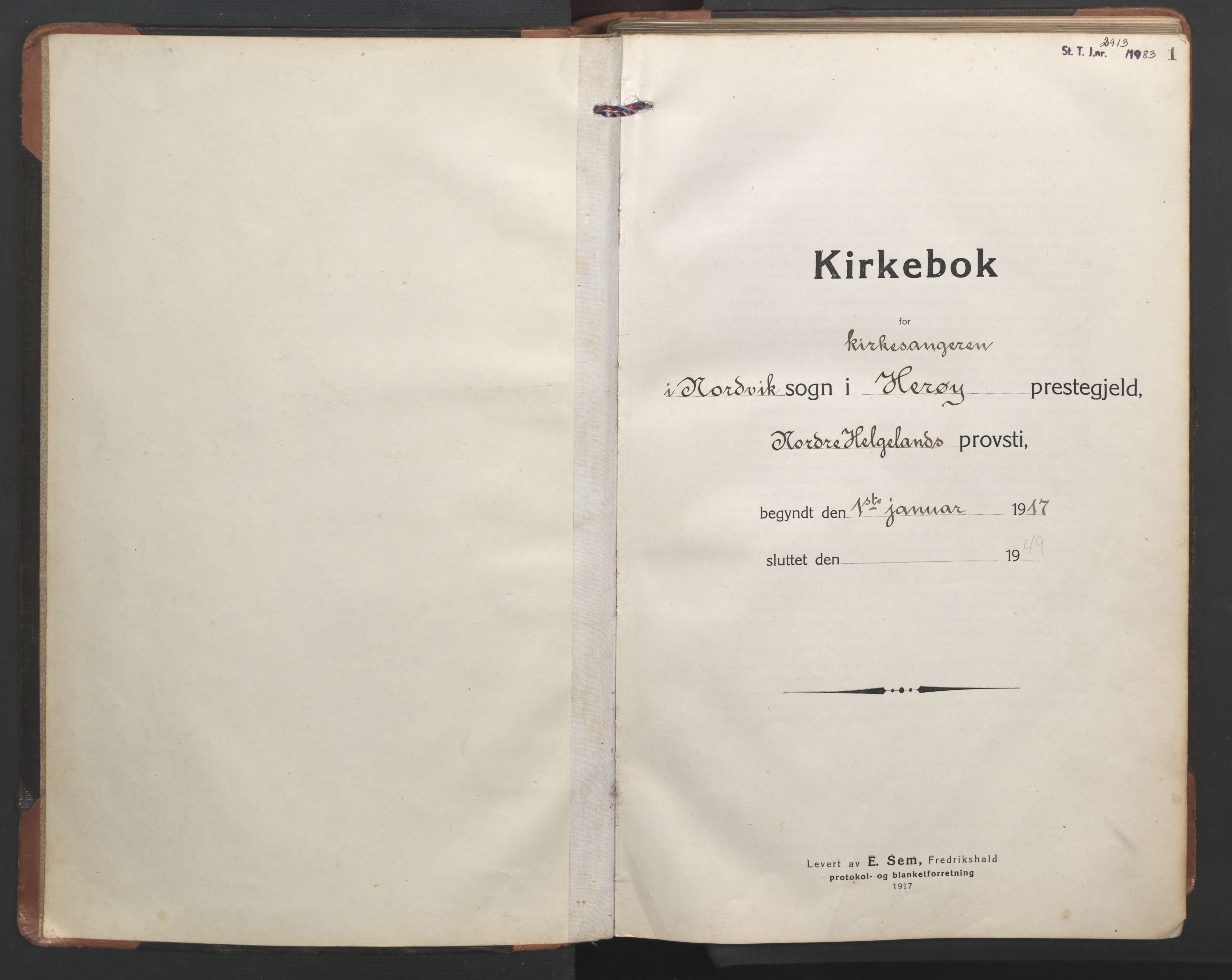 Ministerialprotokoller, klokkerbøker og fødselsregistre - Nordland, SAT/A-1459/836/L0539: Parish register (copy) no. 836C03, 1917-1949, p. 1