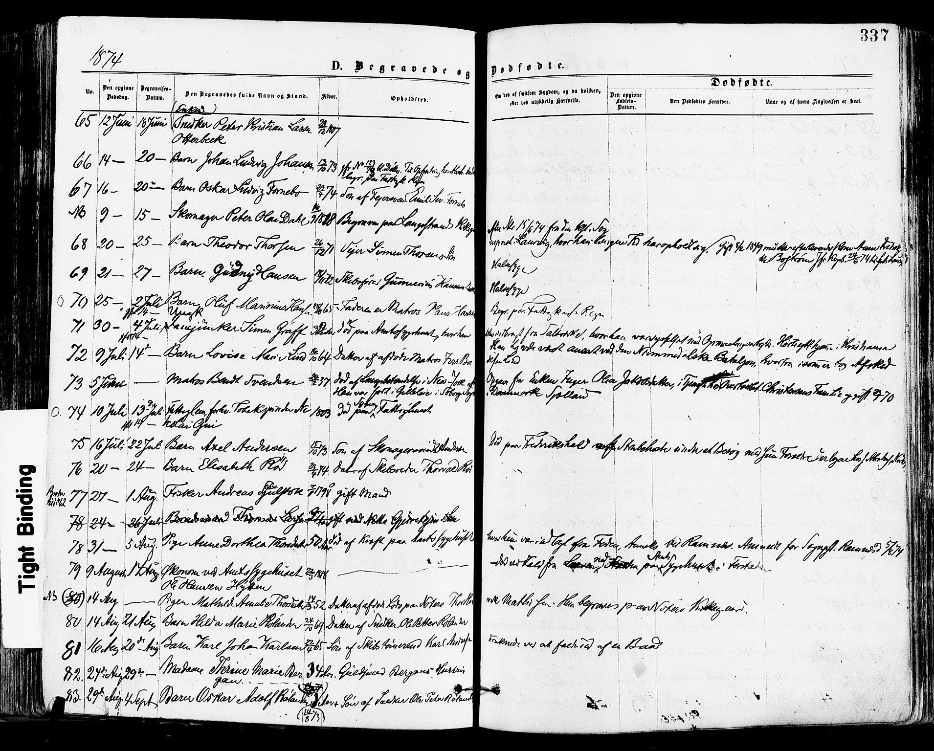 Tønsberg kirkebøker, AV/SAKO-A-330/F/Fa/L0010: Parish register (official) no. I 10, 1874-1880, p. 337