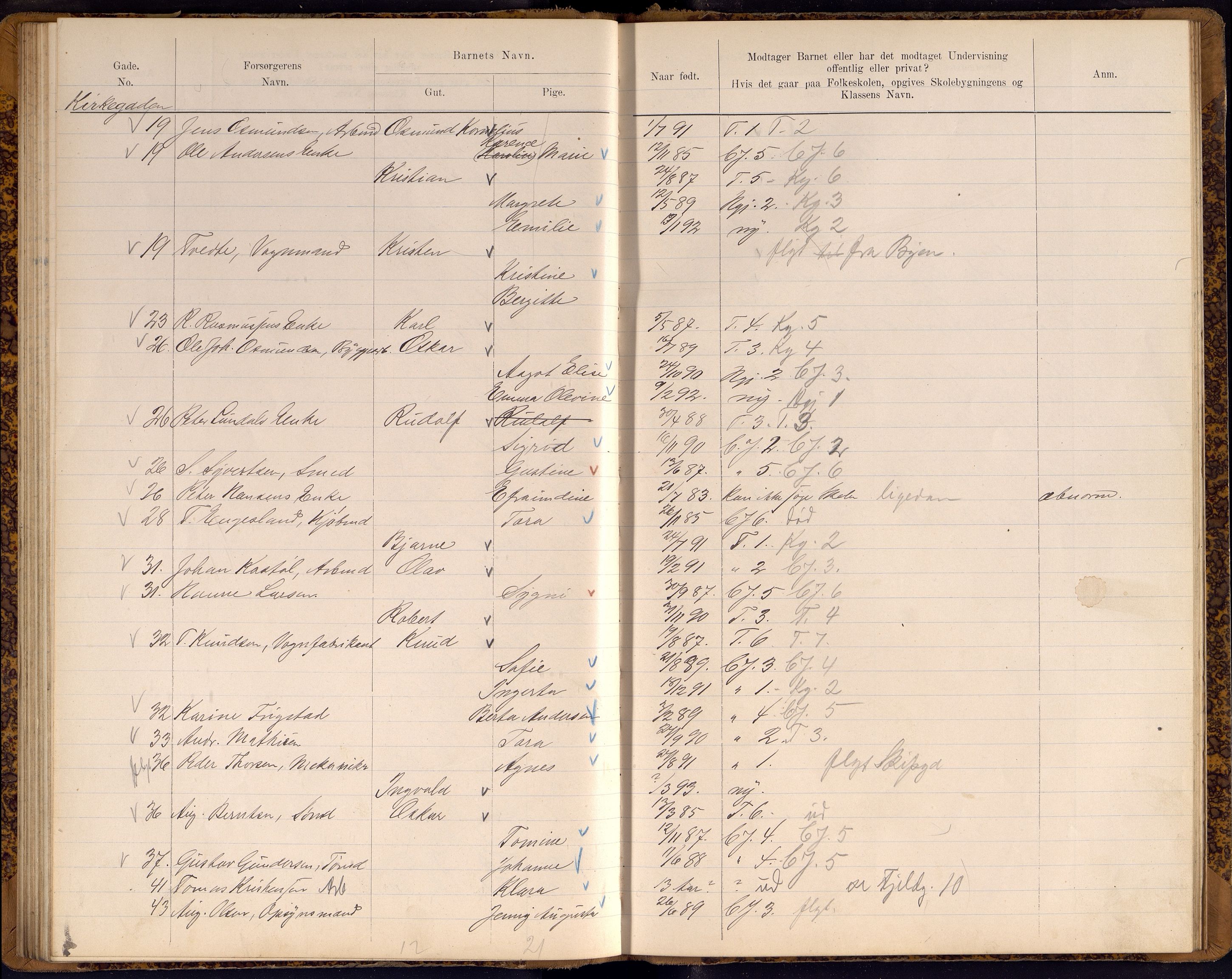 Kristiansand By - Skolekommisjonen/ -Styret, ARKSOR/1001KG510/J/Jb/L0009: Barnetelling, 1899