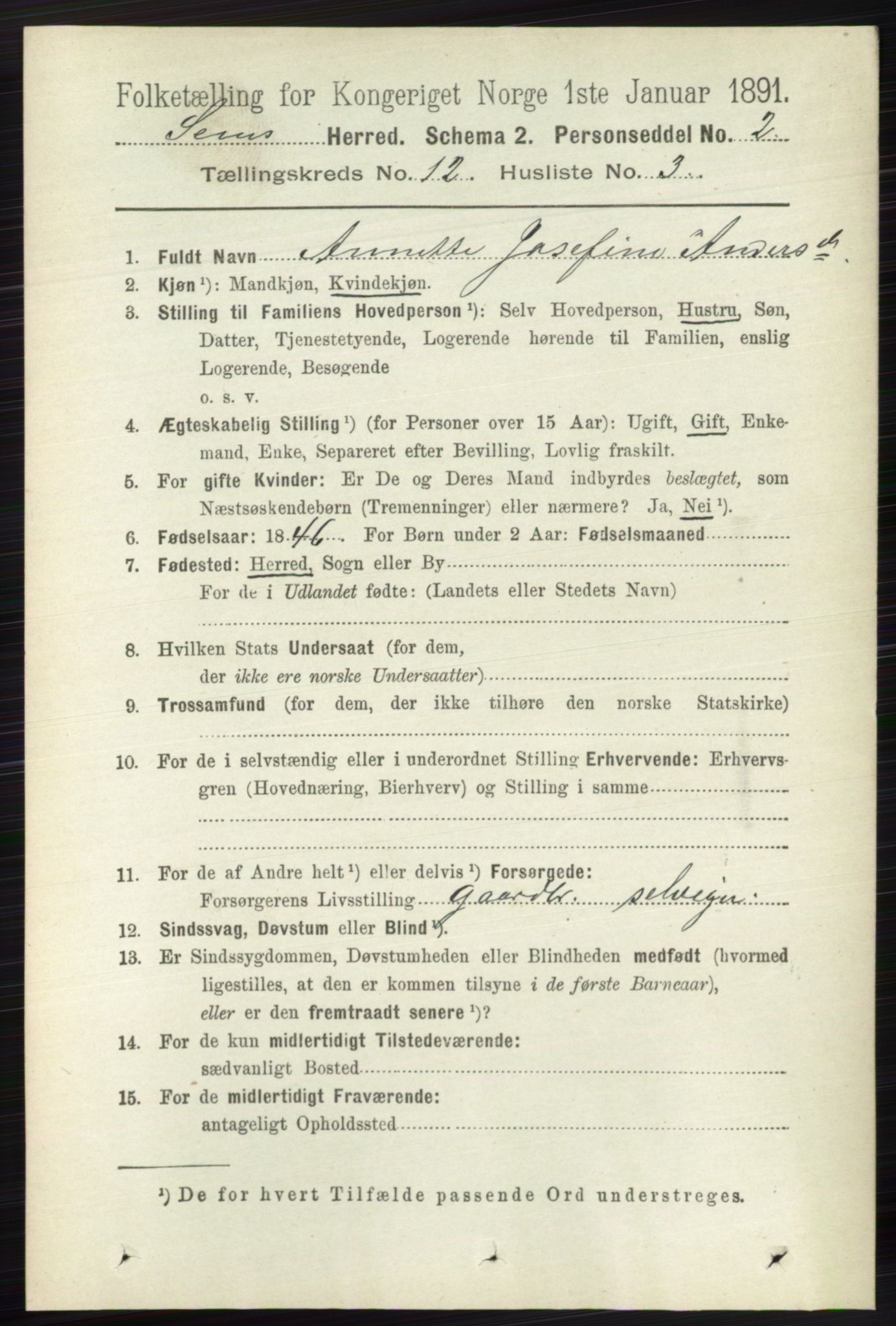 RA, 1891 census for 0721 Sem, 1891, p. 5773