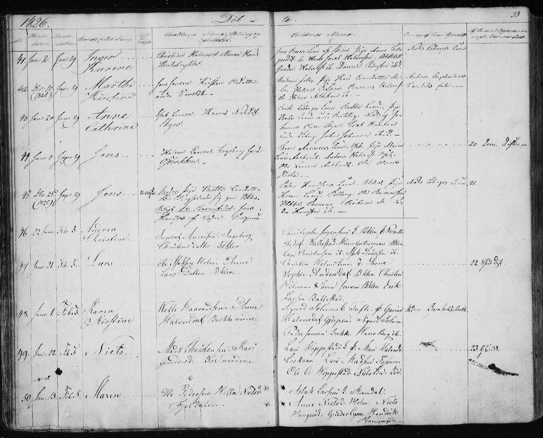 Gjerpen kirkebøker, AV/SAKO-A-265/F/Fa/L0005: Parish register (official) no. I 5, 1823-1829, p. 38