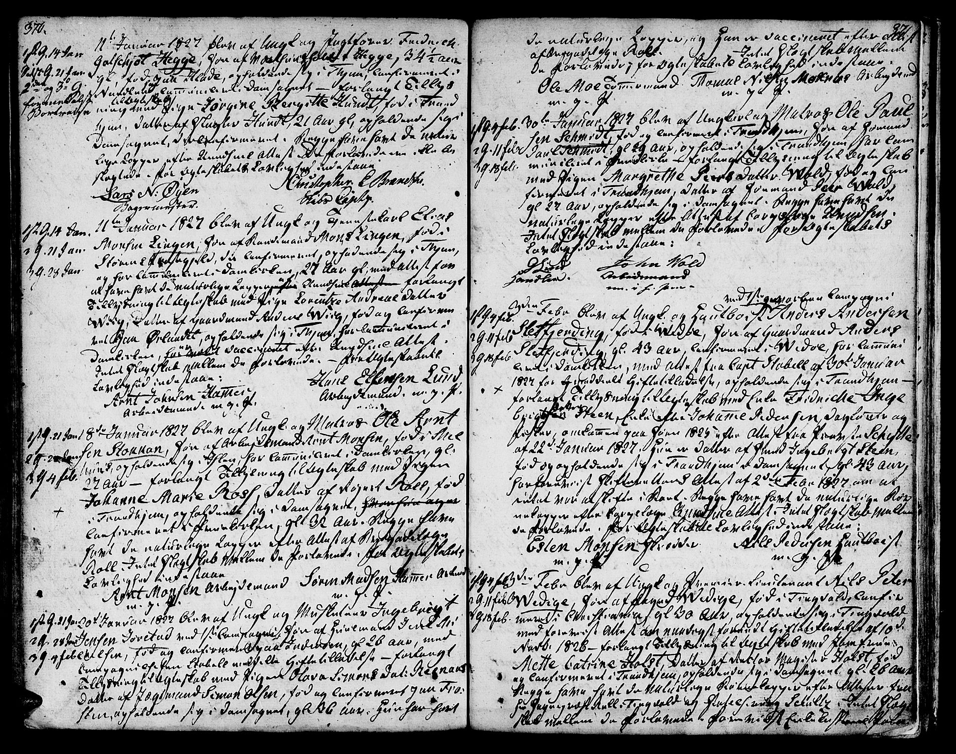Ministerialprotokoller, klokkerbøker og fødselsregistre - Sør-Trøndelag, SAT/A-1456/601/L0042: Parish register (official) no. 601A10, 1802-1830, p. 370-371
