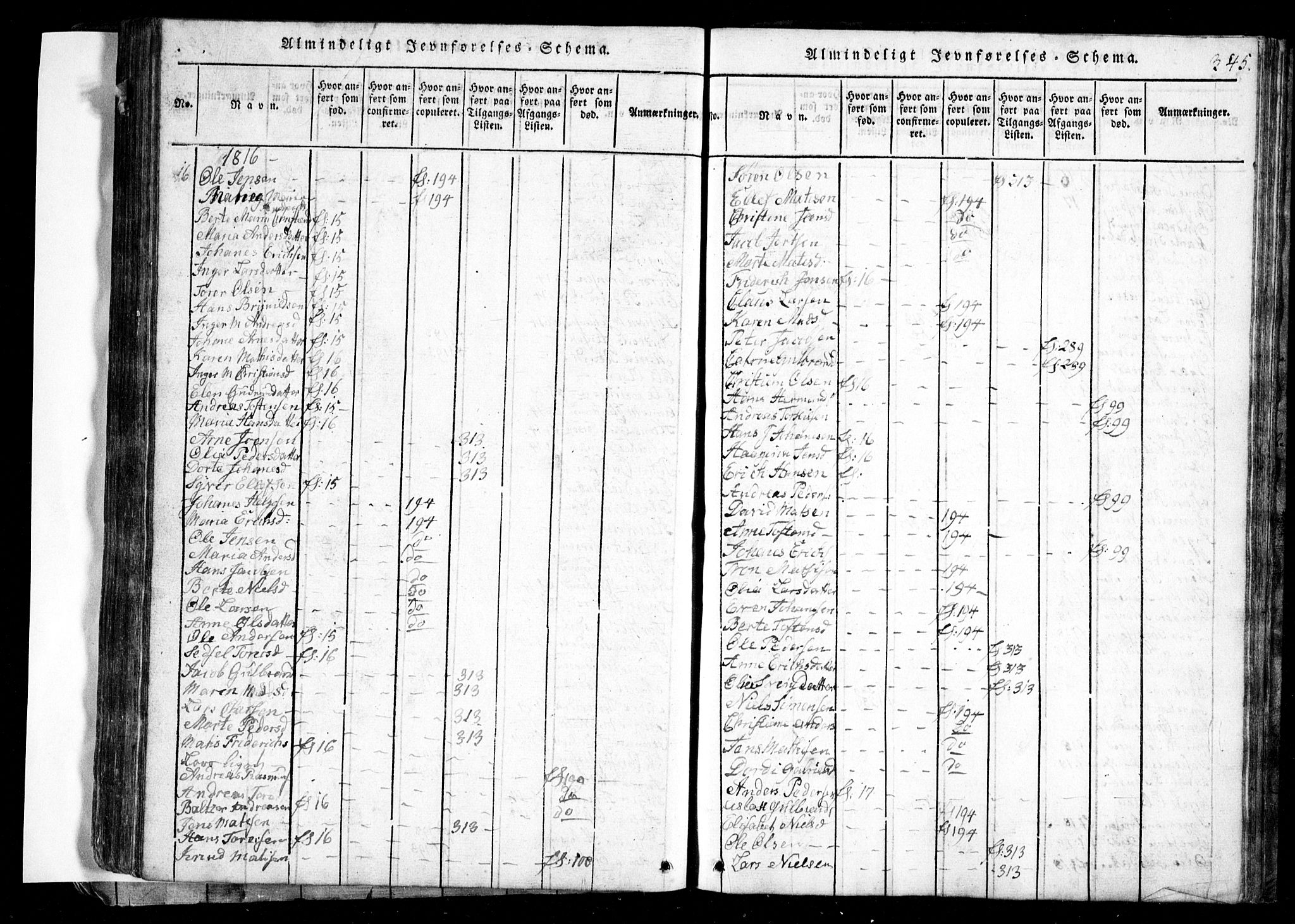 Spydeberg prestekontor Kirkebøker, AV/SAO-A-10924/G/Ga/L0001: Parish register (copy) no. I 1, 1814-1868, p. 345