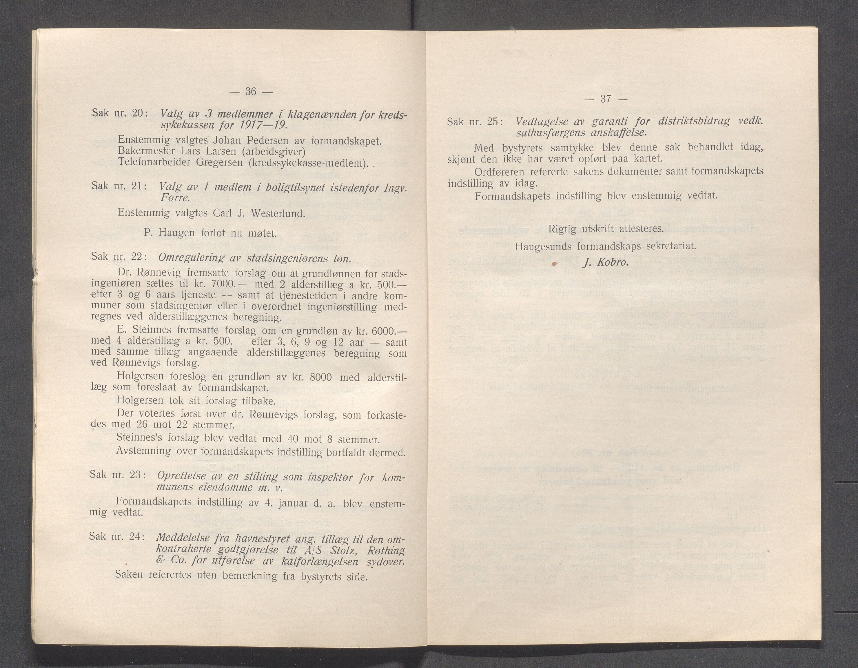 Haugesund kommune - Formannskapet og Bystyret, IKAR/A-740/A/Abb/L0002: Bystyreforhandlinger, 1908-1917, p. 586