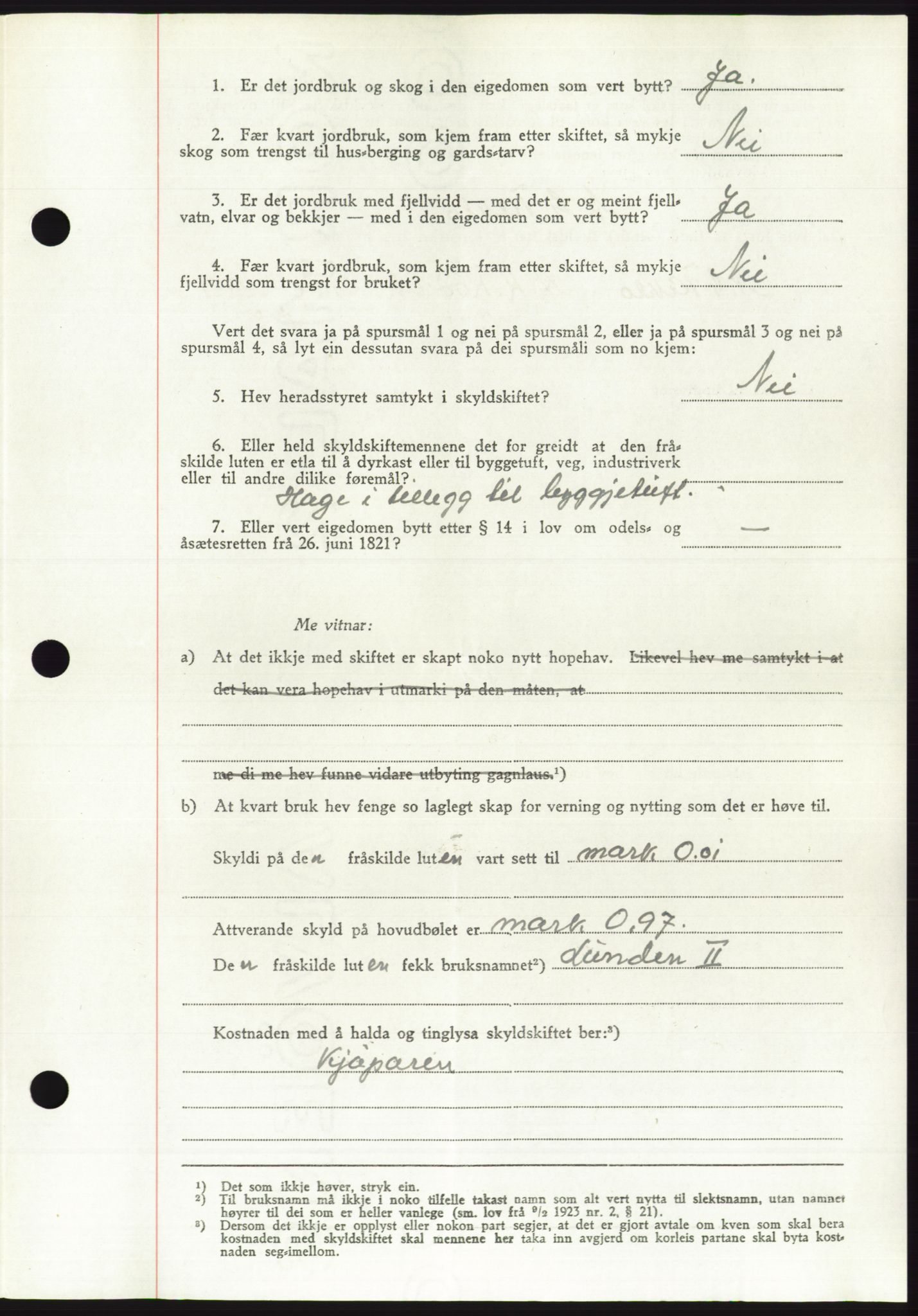 Søre Sunnmøre sorenskriveri, AV/SAT-A-4122/1/2/2C/L0085: Mortgage book no. 11A, 1949-1949, Diary no: : 1800/1949