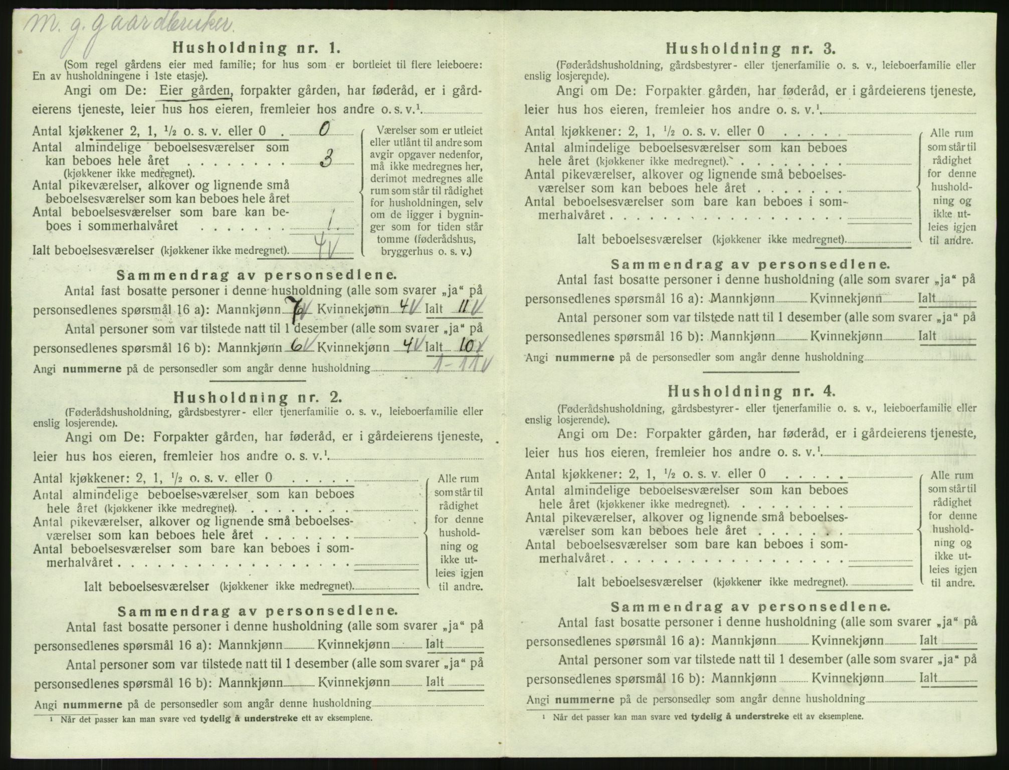 SAK, 1920 census for Bygland, 1920, p. 108