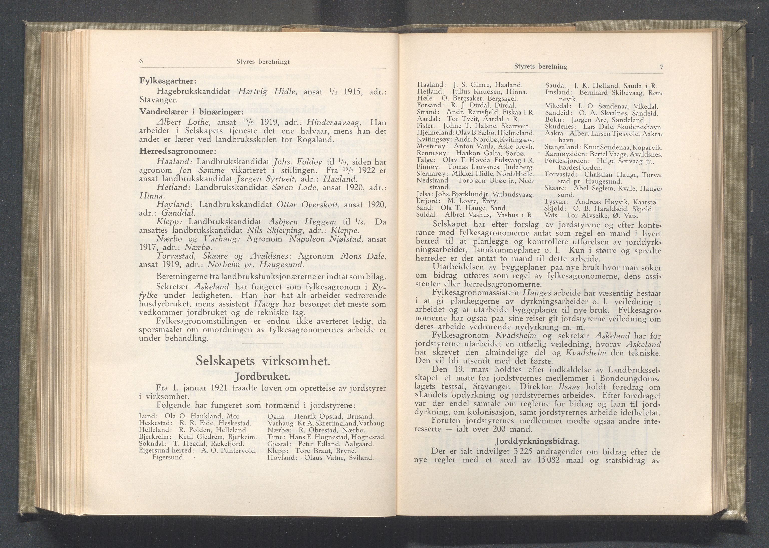 Rogaland fylkeskommune - Fylkesrådmannen , IKAR/A-900/A/Aa/Aaa/L0041: Møtebok , 1922, p. 6-7