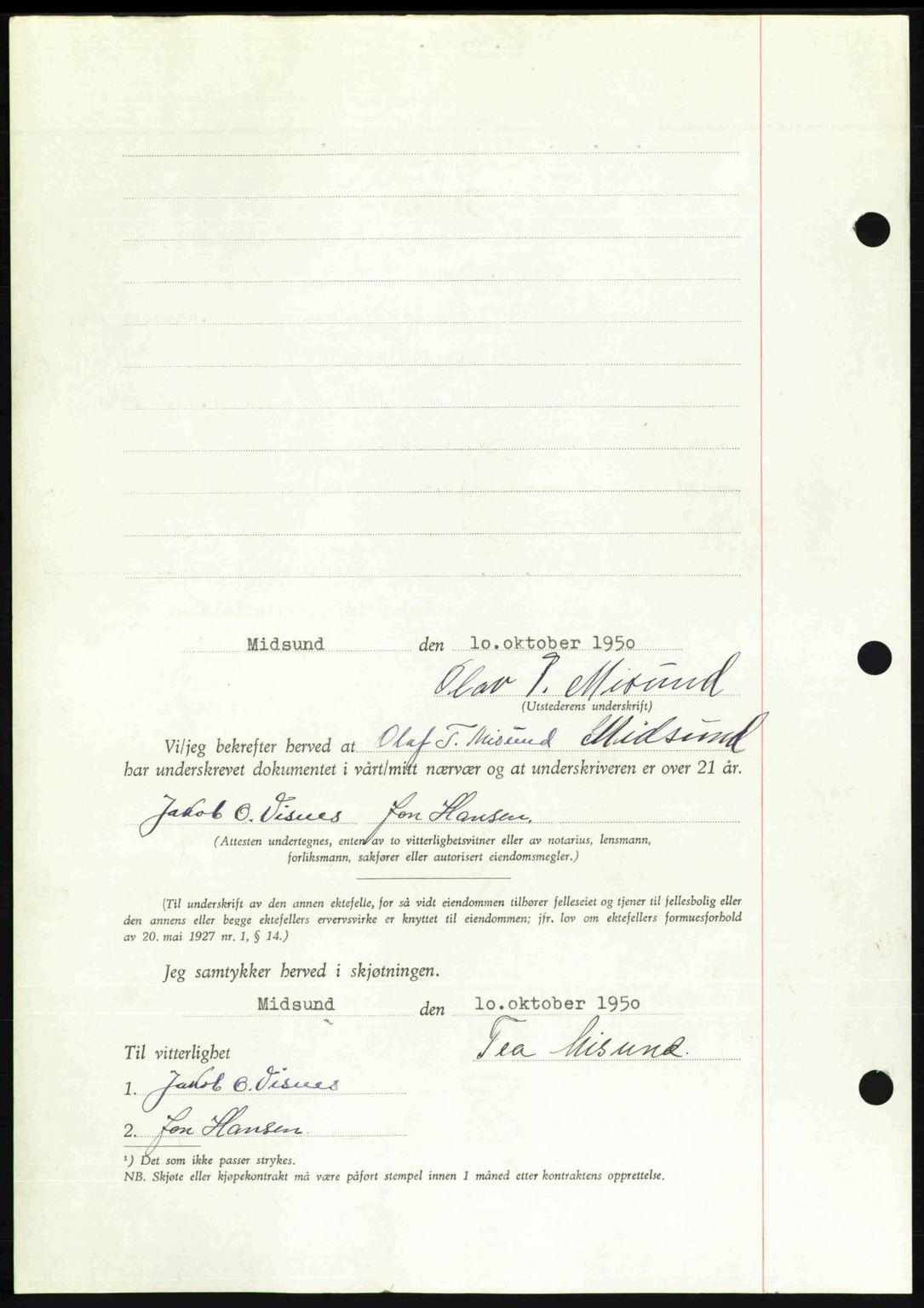 Romsdal sorenskriveri, AV/SAT-A-4149/1/2/2C: Mortgage book no. A34, 1950-1950, Diary no: : 3223/1950