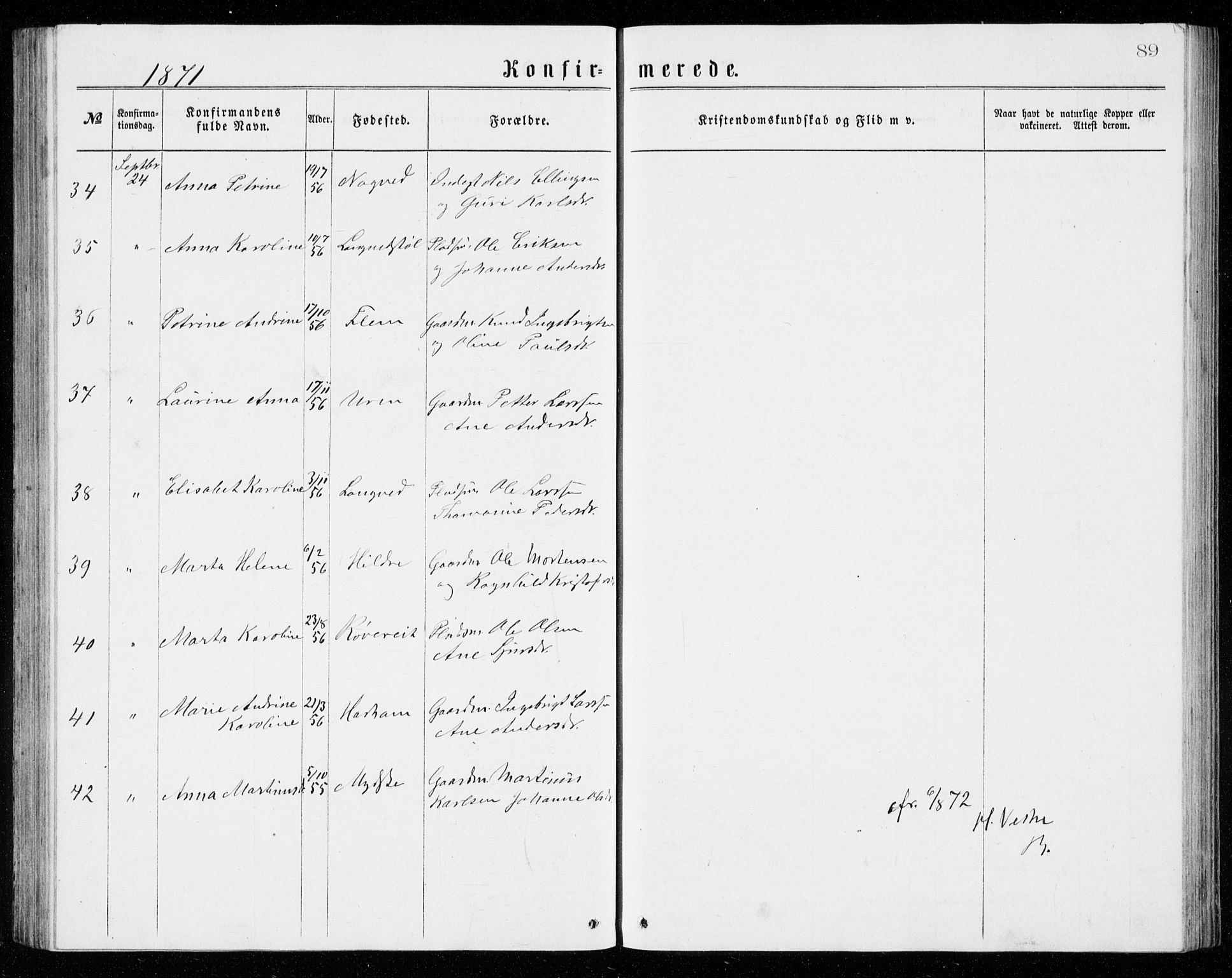 Ministerialprotokoller, klokkerbøker og fødselsregistre - Møre og Romsdal, AV/SAT-A-1454/536/L0509: Parish register (copy) no. 536C04, 1871-1881, p. 89