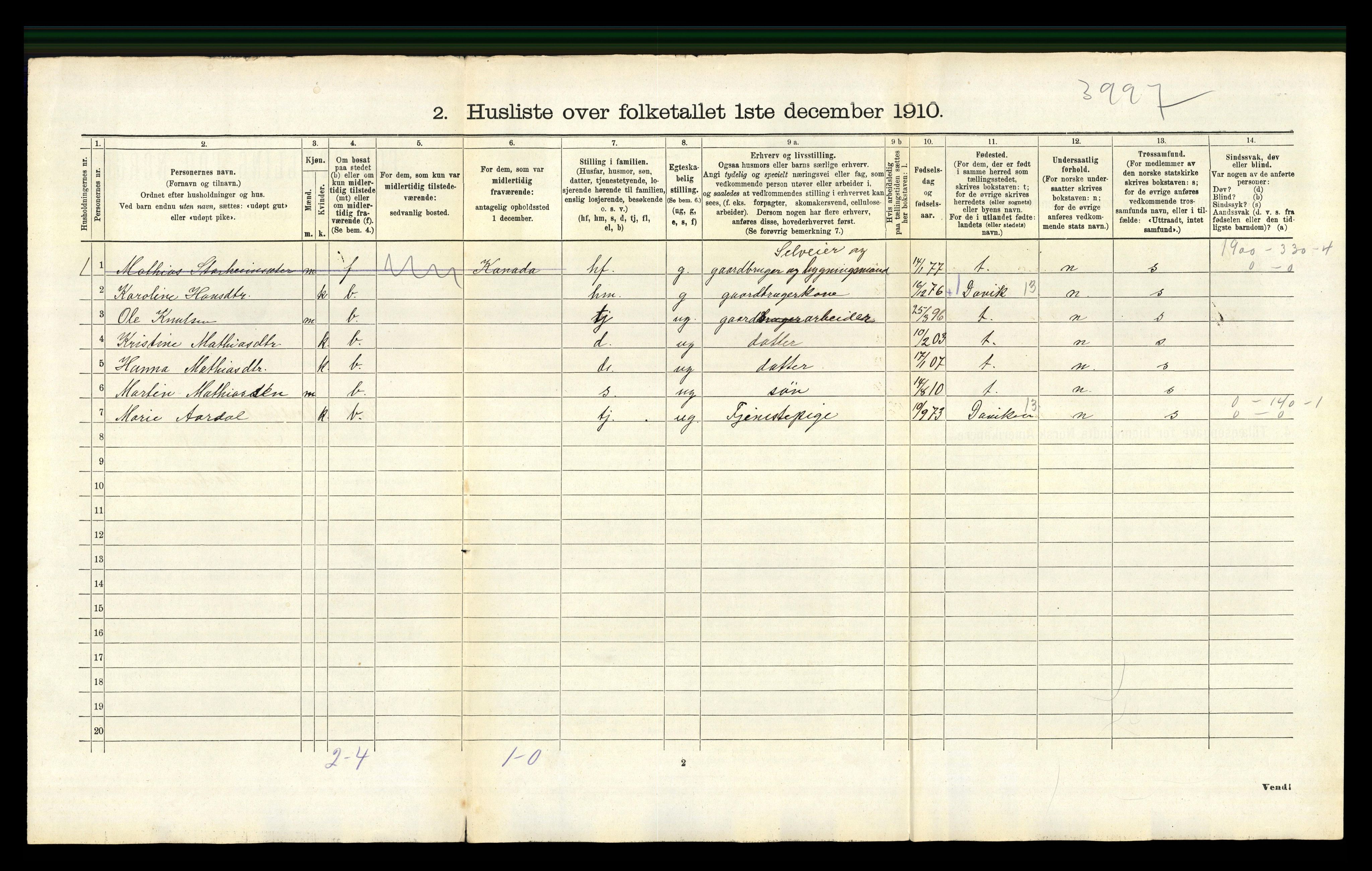 RA, 1910 census for Eid, 1910, p. 122