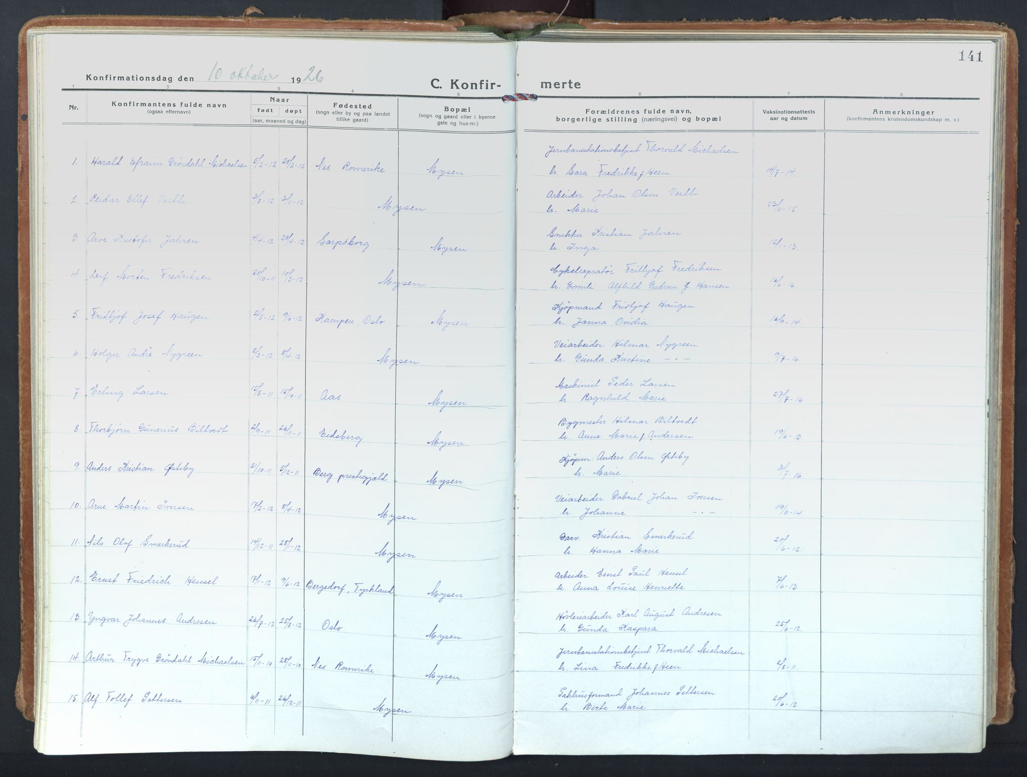 Eidsberg prestekontor Kirkebøker, AV/SAO-A-10905/F/Fd/L0001: Parish register (official) no. IV 1, 1921-1948, p. 141