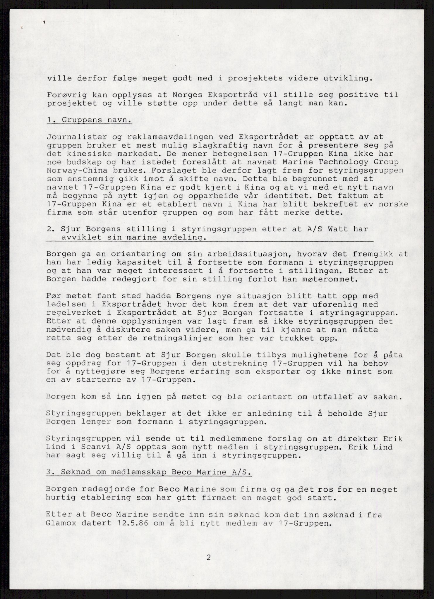 "17-Gruppen Kina", AV/RA-PA-1688/A/L0001: Møtereferater, 1979-1986, p. 273