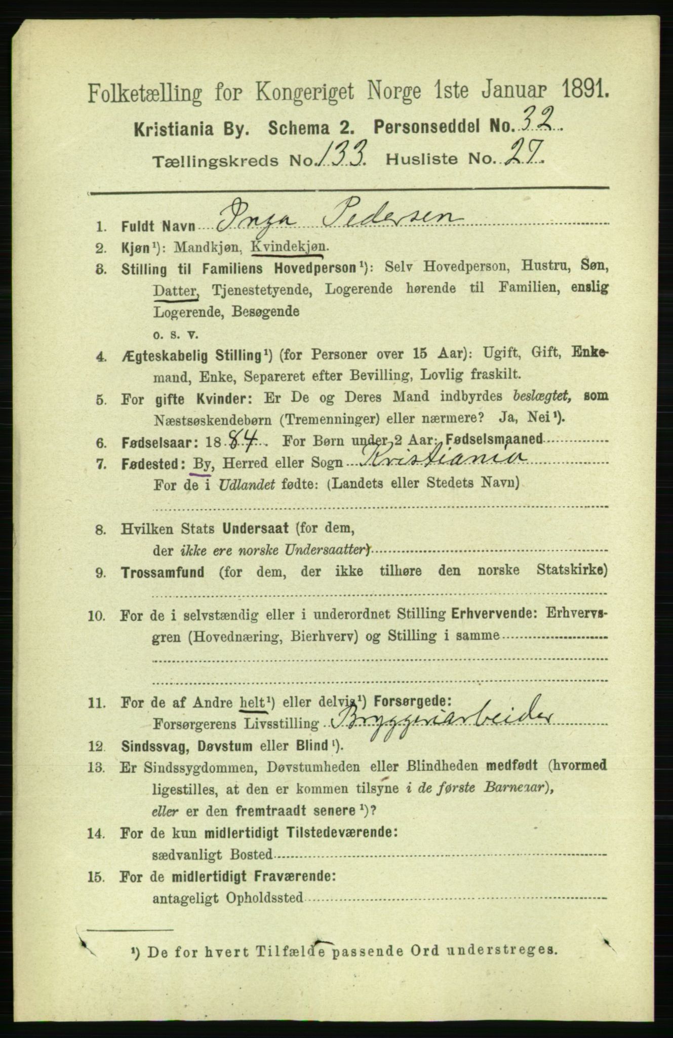 RA, 1891 census for 0301 Kristiania, 1891, p. 73018