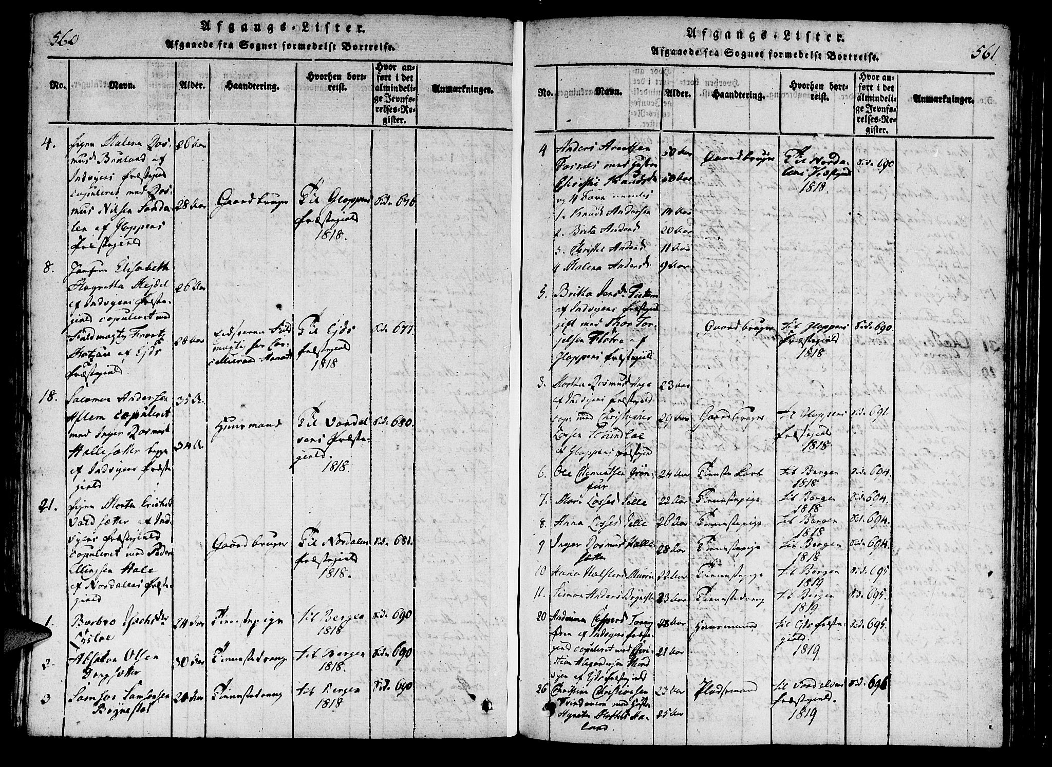 Innvik sokneprestembete, SAB/A-80501: Parish register (official) no. A 2, 1816-1821, p. 560-561