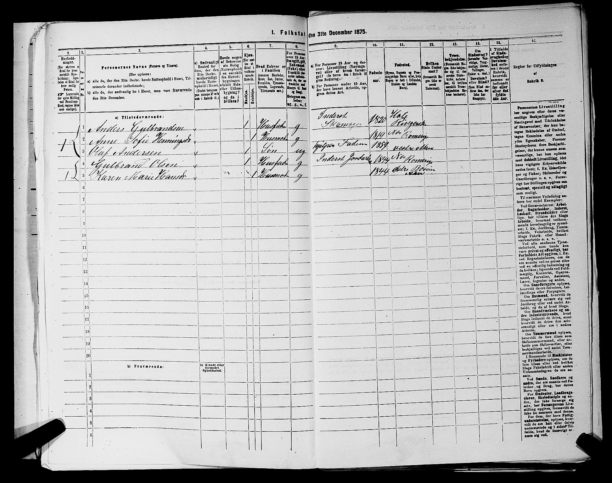 RA, 1875 census for 0218aP Vestre Aker, 1875, p. 515