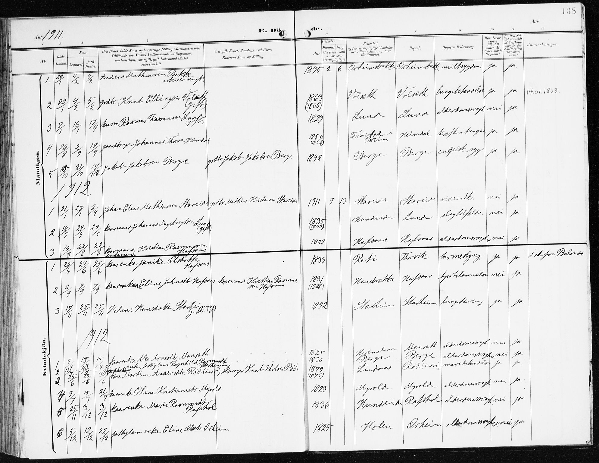 Eid sokneprestembete, SAB/A-82301/H/Haa/Haac/L0002: Parish register (official) no. C 2, 1899-1927, p. 138