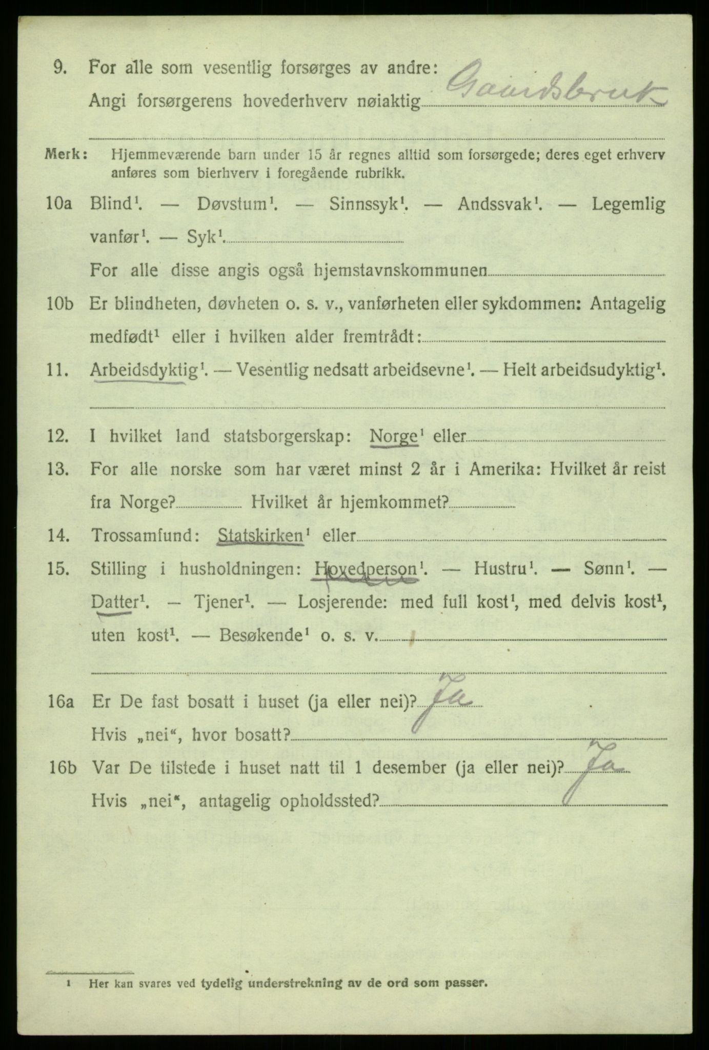 SAB, 1920 census for Masfjorden, 1920, p. 4460