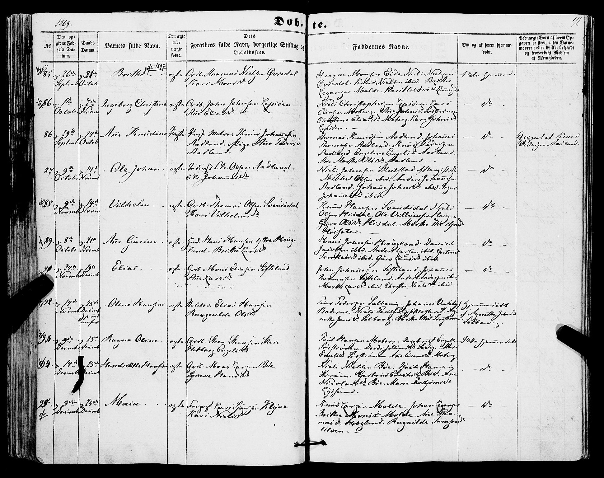 Os sokneprestembete, AV/SAB-A-99929: Parish register (official) no. A 17, 1860-1873, p. 91