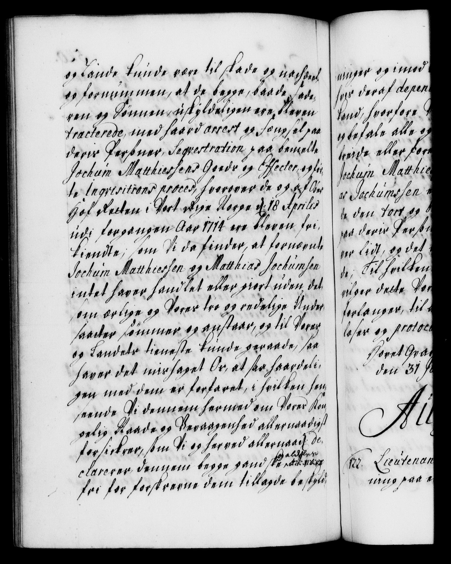 Danske Kanselli 1572-1799, AV/RA-EA-3023/F/Fc/Fca/Fcaa/L0021: Norske registre, 1712-1715, p. 520b