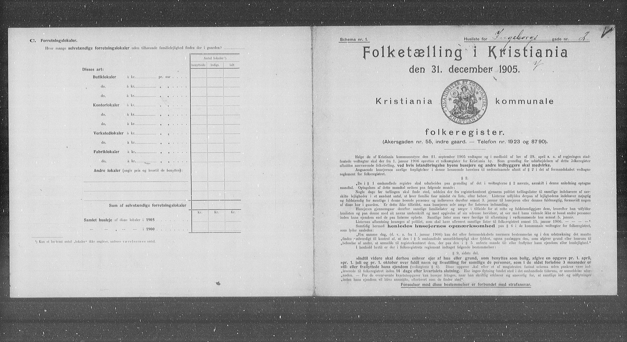 OBA, Municipal Census 1905 for Kristiania, 1905, p. 23035