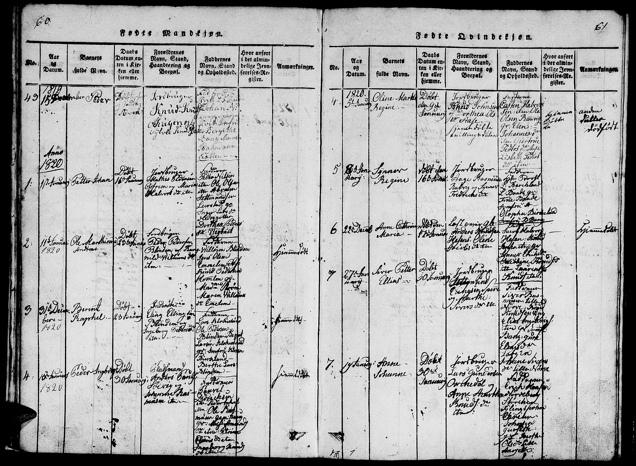 Ministerialprotokoller, klokkerbøker og fødselsregistre - Møre og Romsdal, AV/SAT-A-1454/528/L0423: Parish register (copy) no. 528C04, 1816-1827, p. 60-61